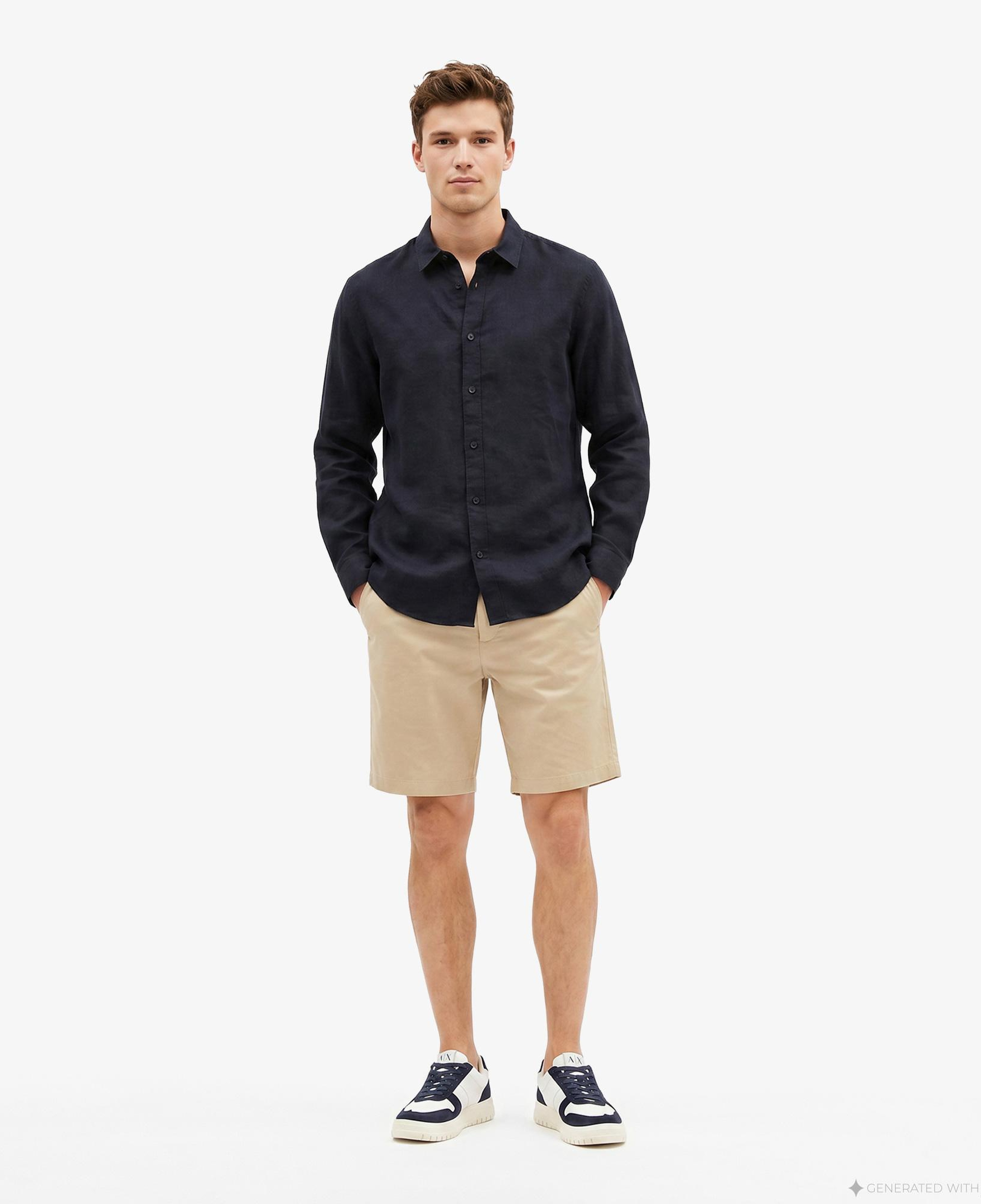 Armani Exchange Erkek Lacivert Keten Gömlek