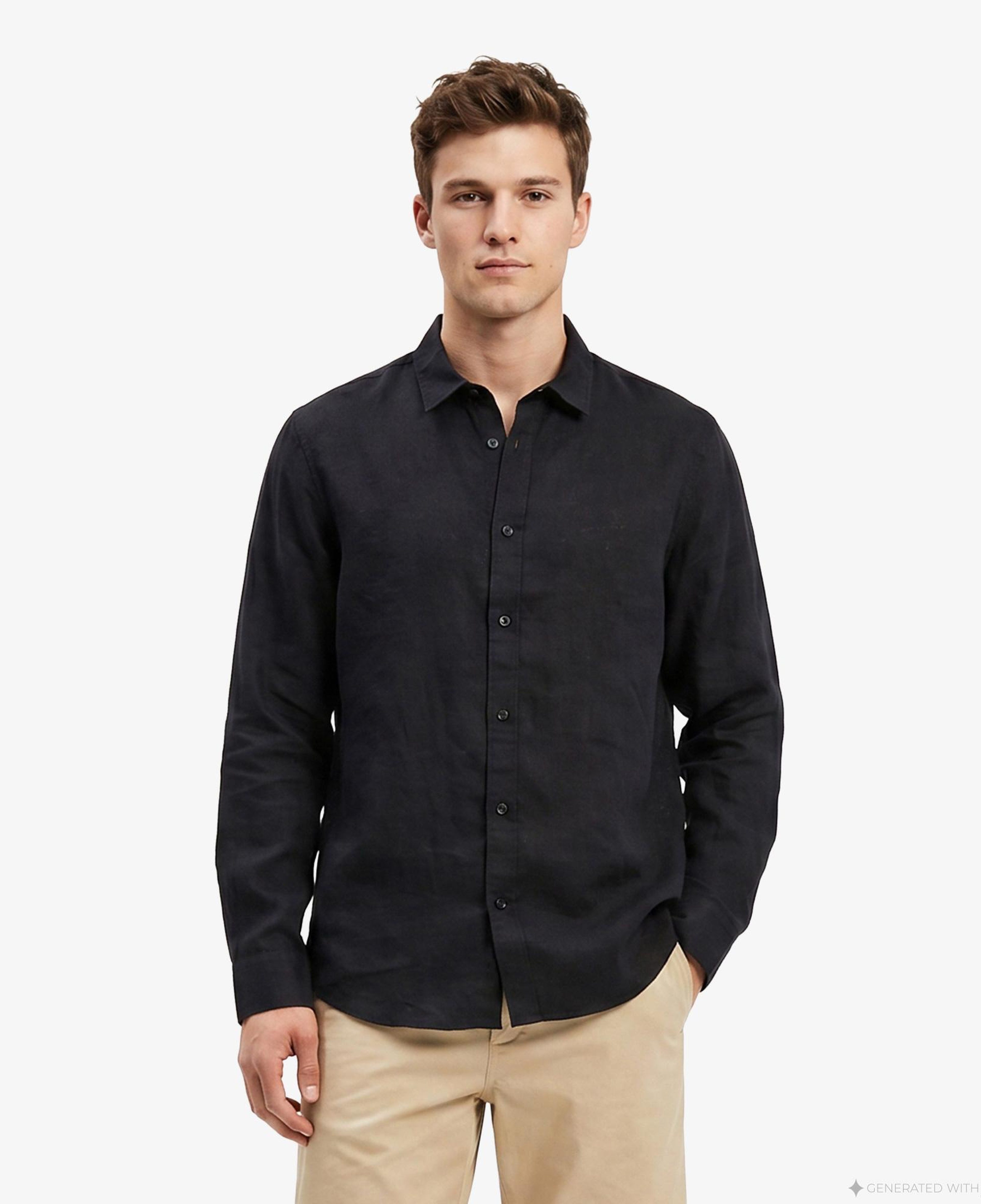 Armani Exchange Erkek Lacivert Keten Gömlek