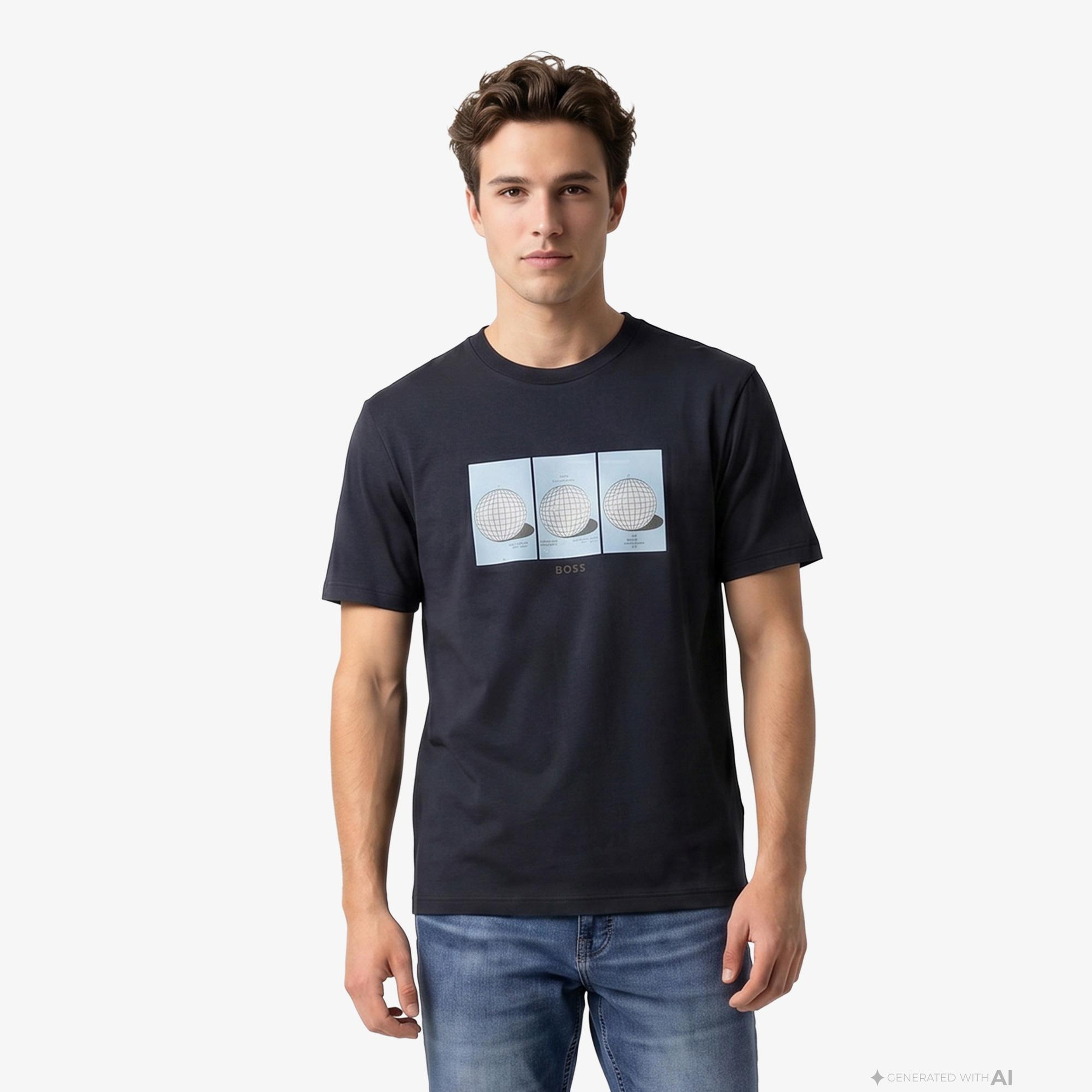 Boss Terrace Photo Erkek Lacivert T-Shirt