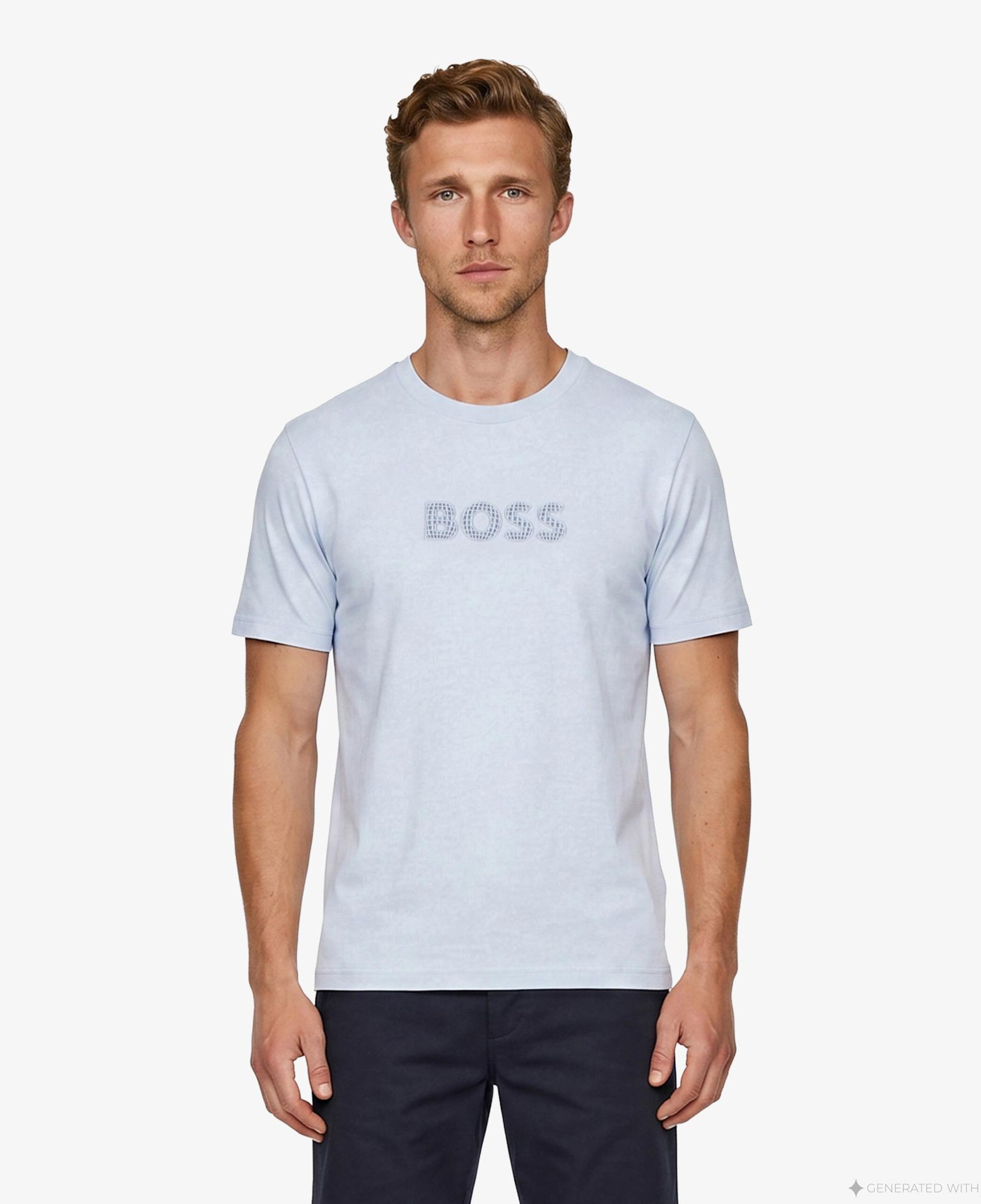 Boss Terrace Logo Erkek Mavi T-Shirt