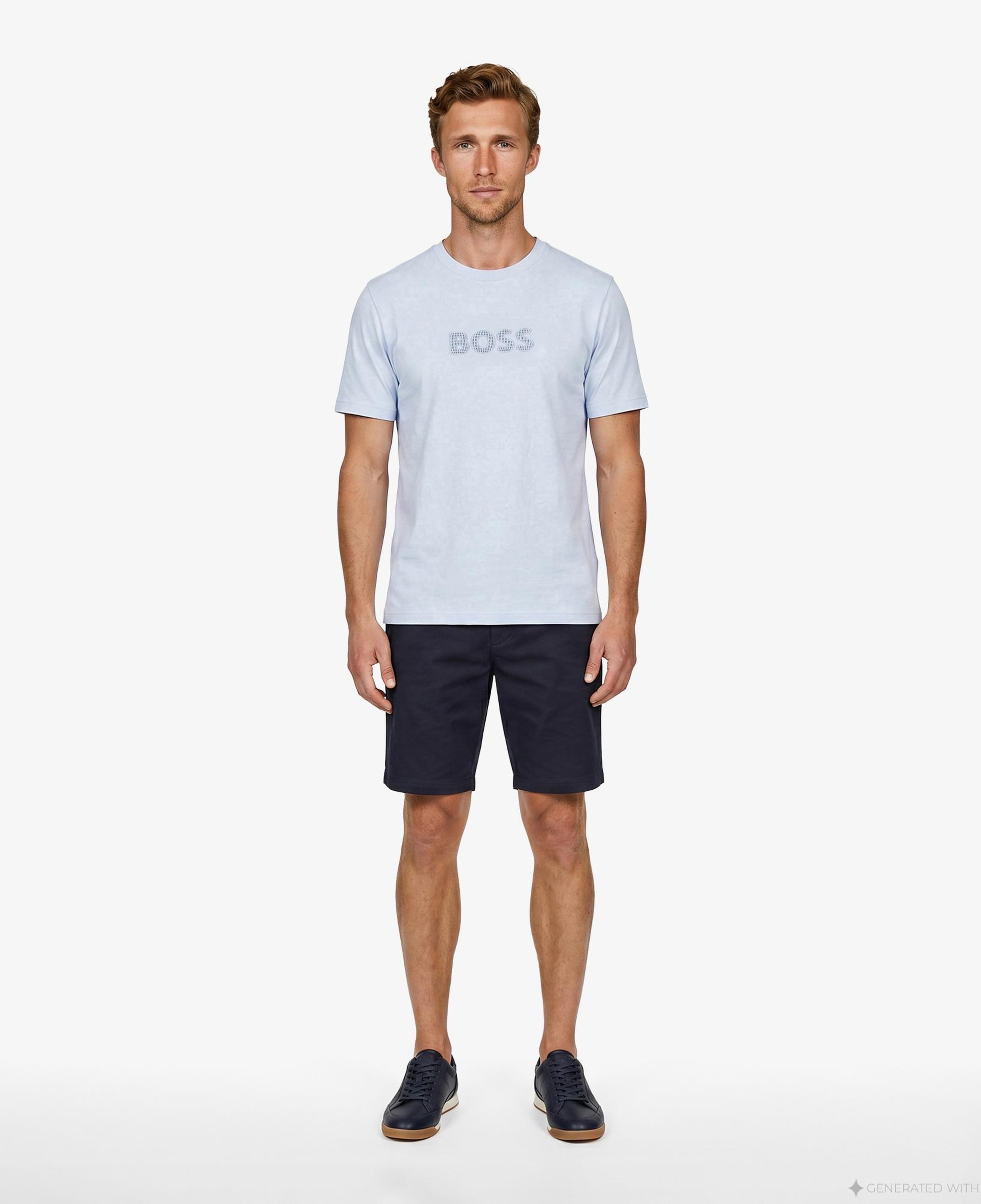 Boss Terrace Logo Erkek Mavi T-Shirt