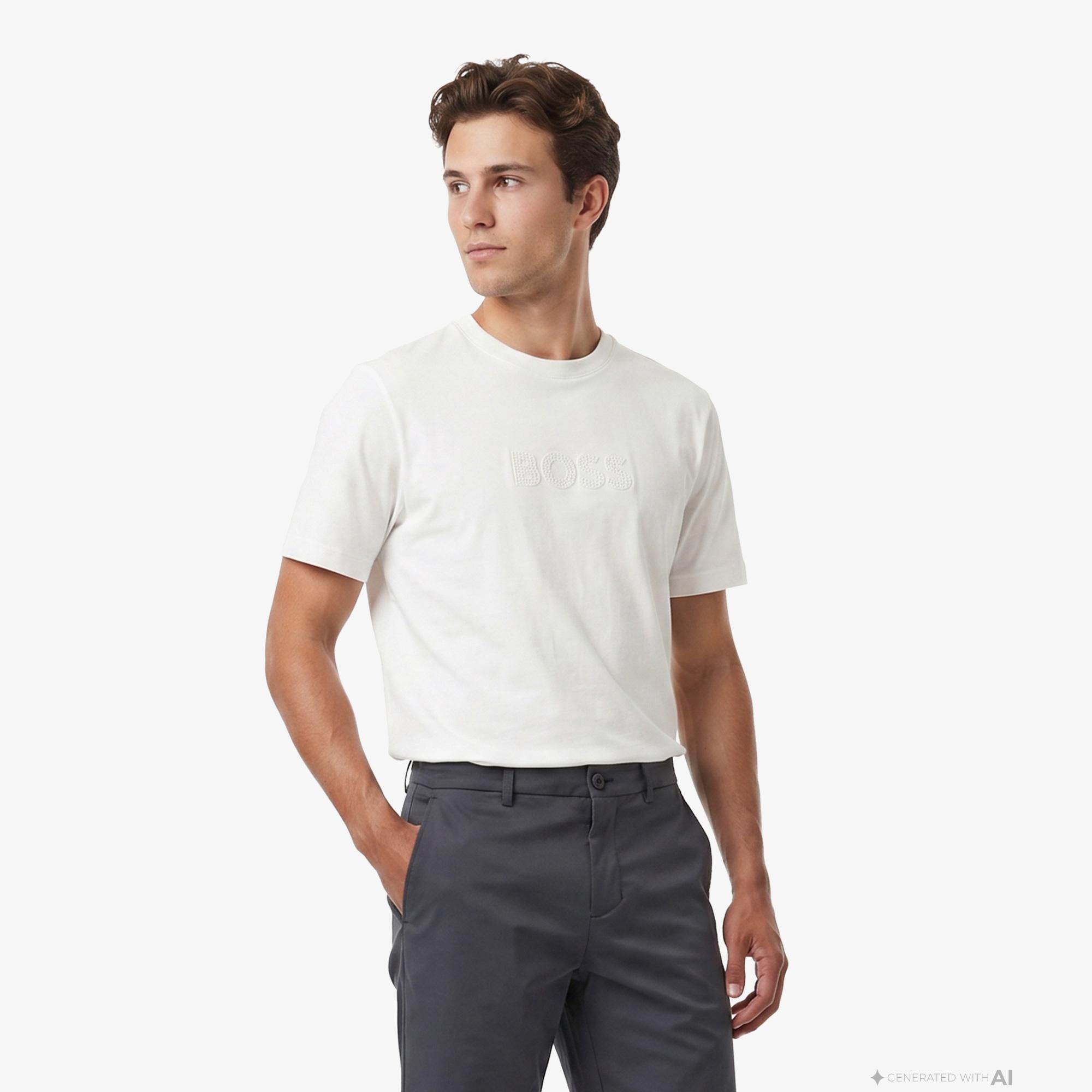 Boss Terrace Logo Erkek Beyaz T-Shirt
