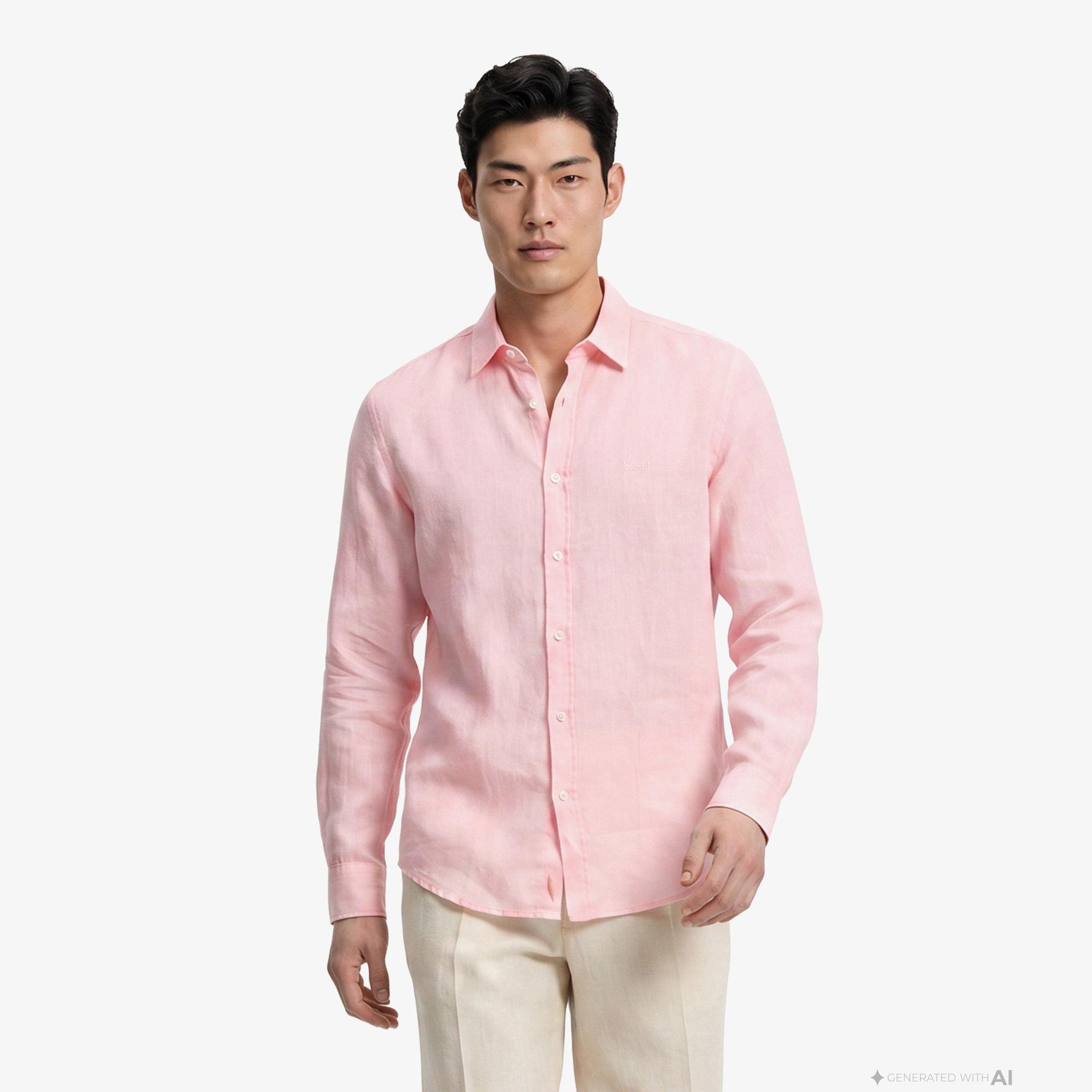 Boss Relegant Erkek Pembe Keten Gömlek