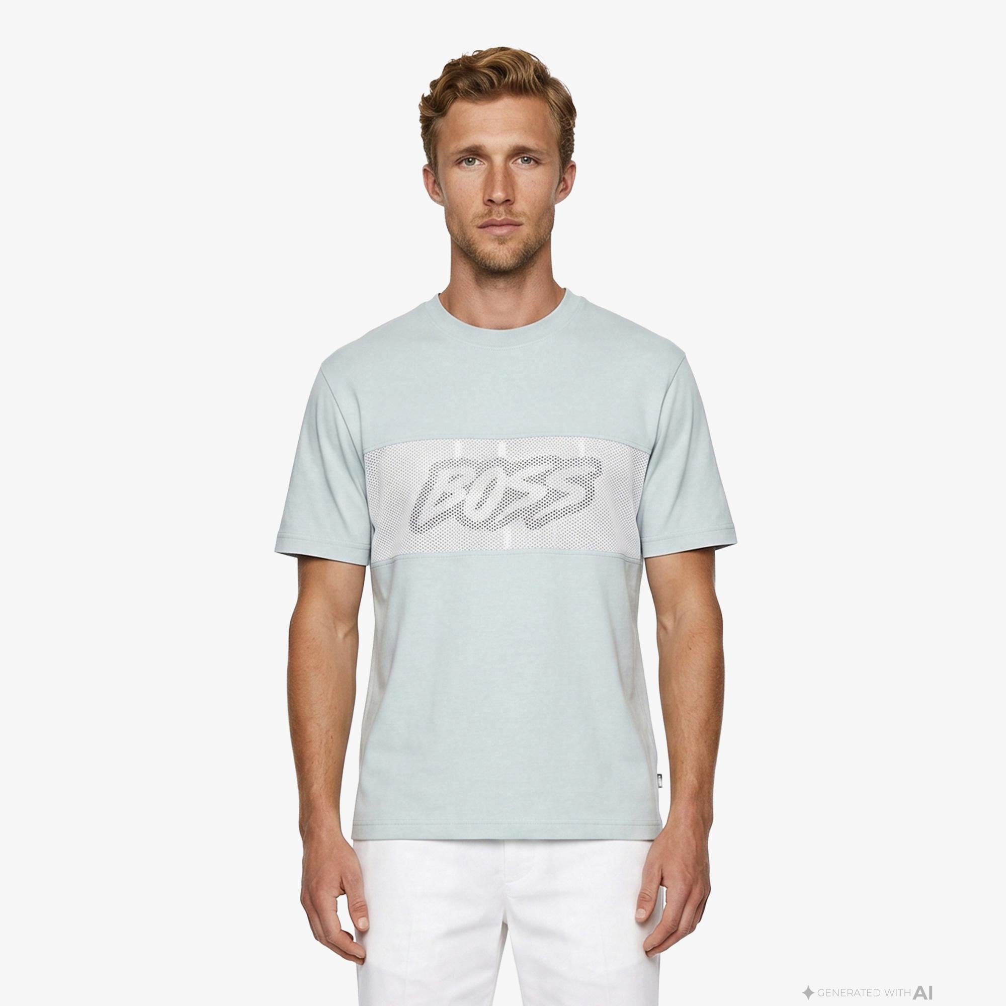 Boss Mesh Erkek Mavi T-Shirt