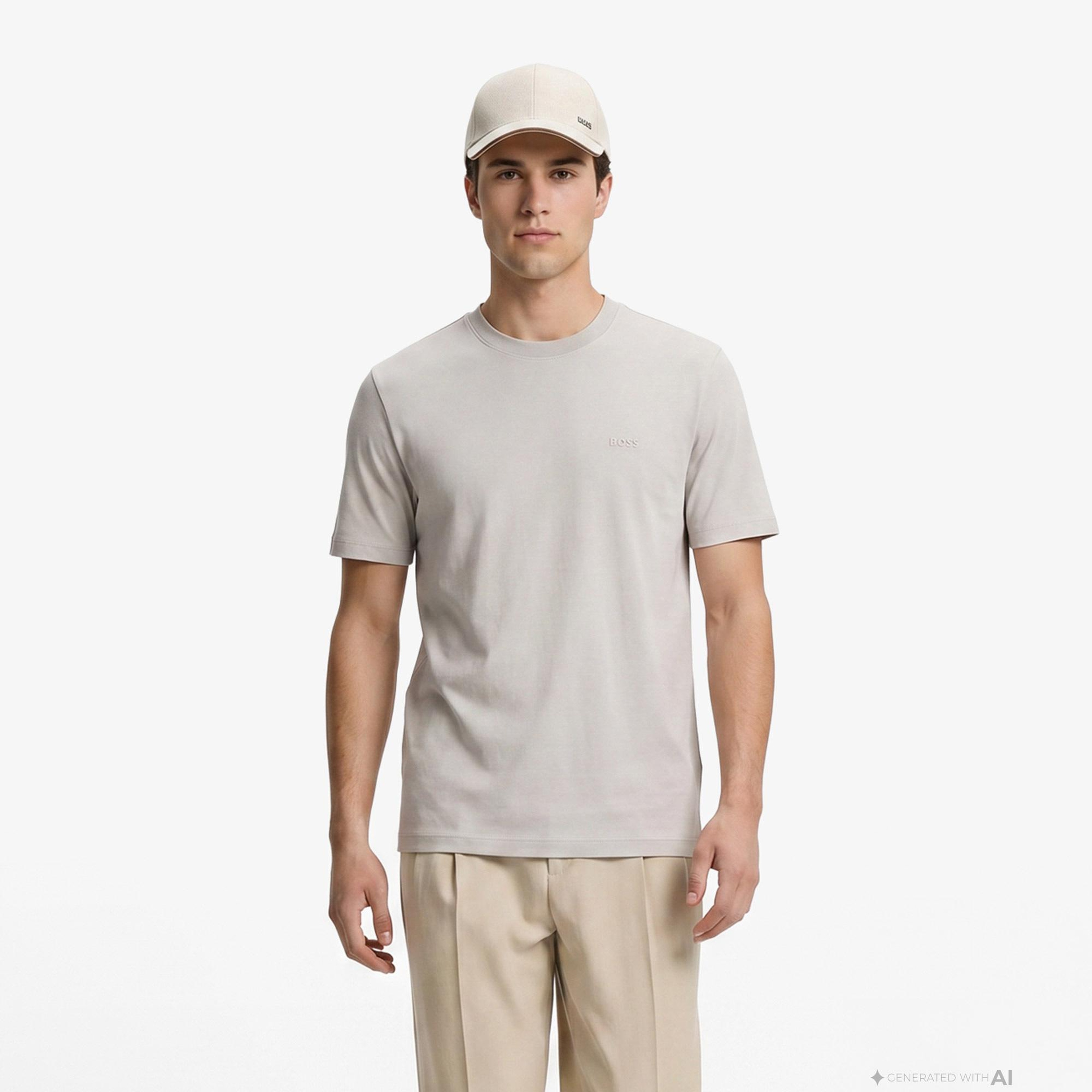 Boss Interlock Erkek Gri T-Shirt