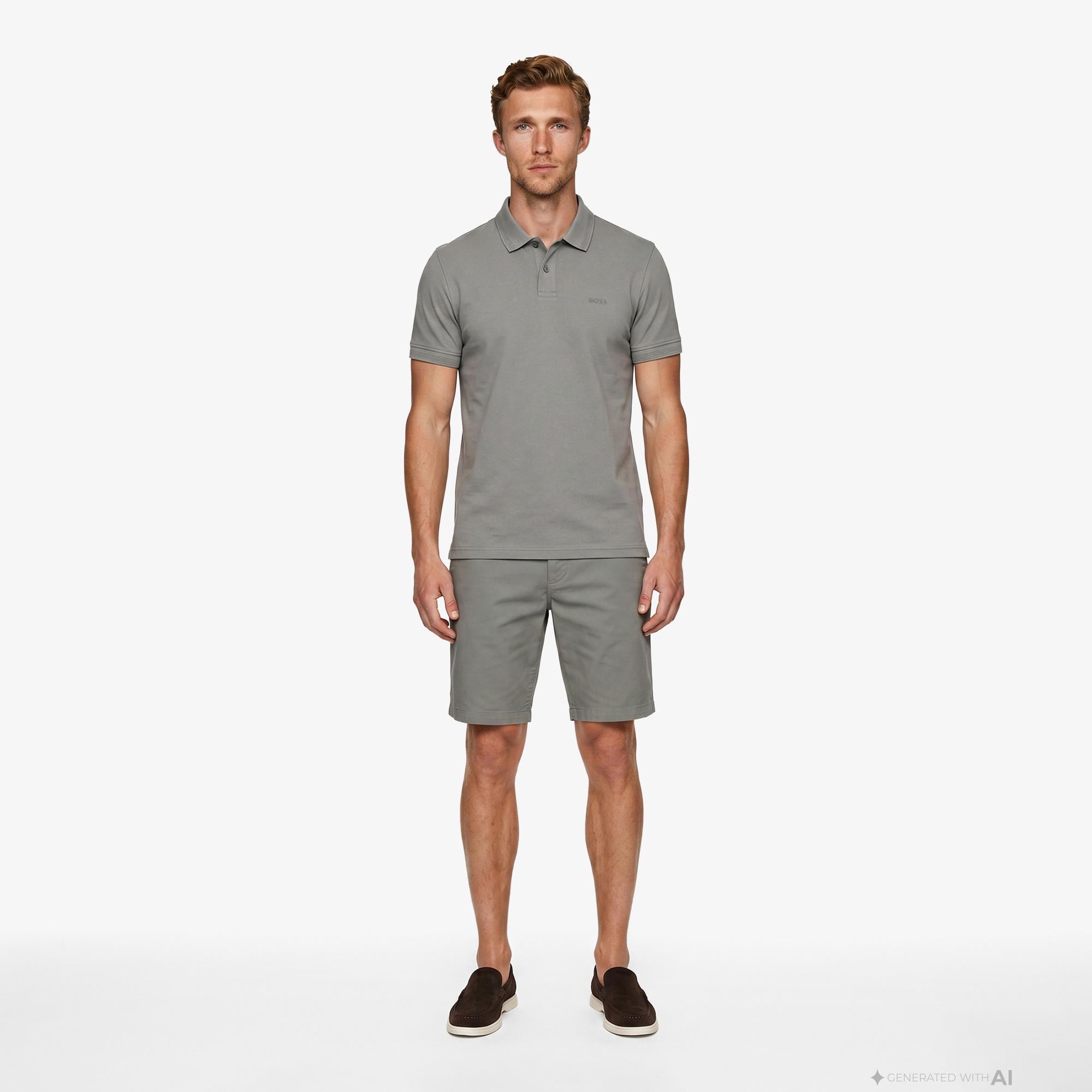 Boss Interlock Erkek Gri Polo