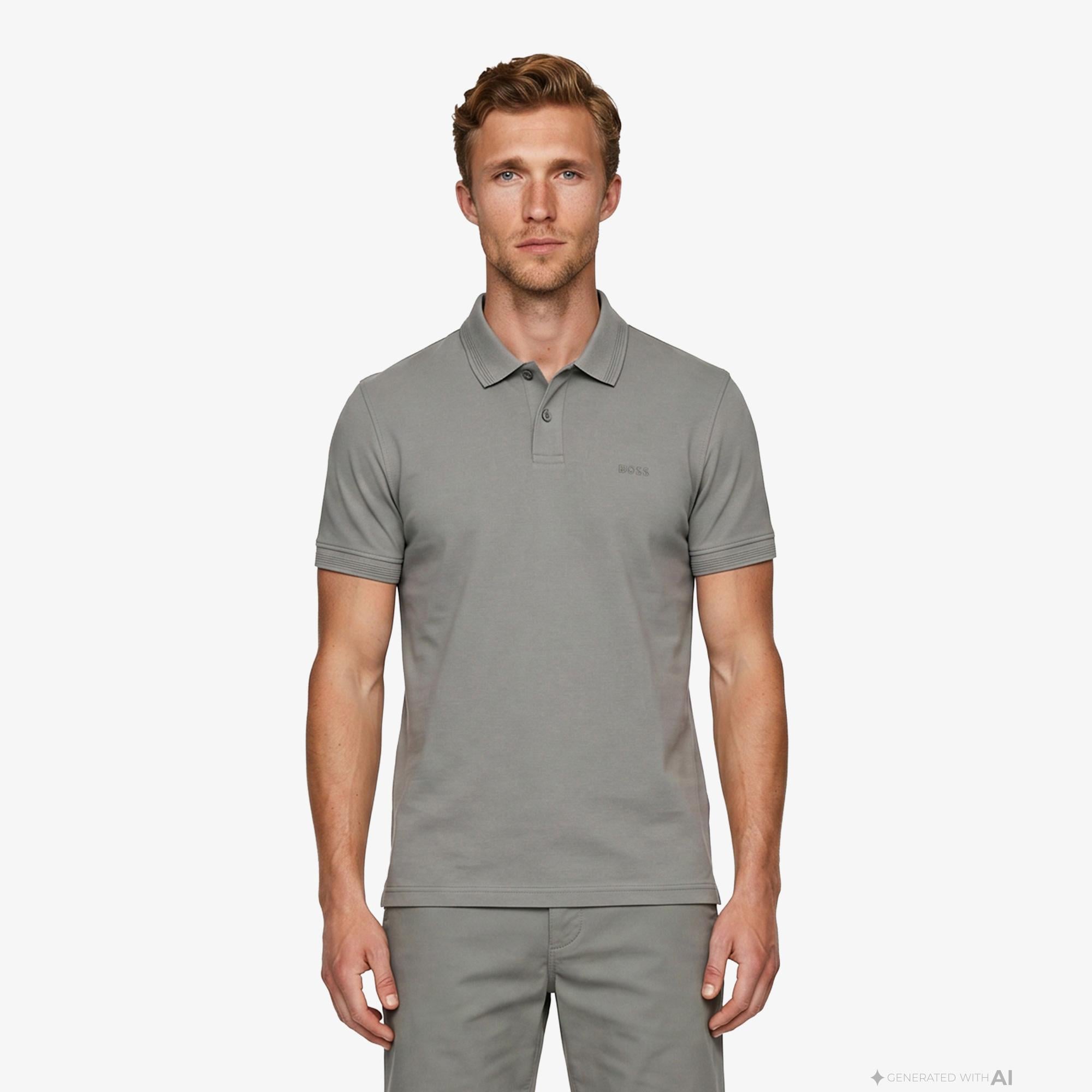 Boss Interlock Erkek Gri Polo