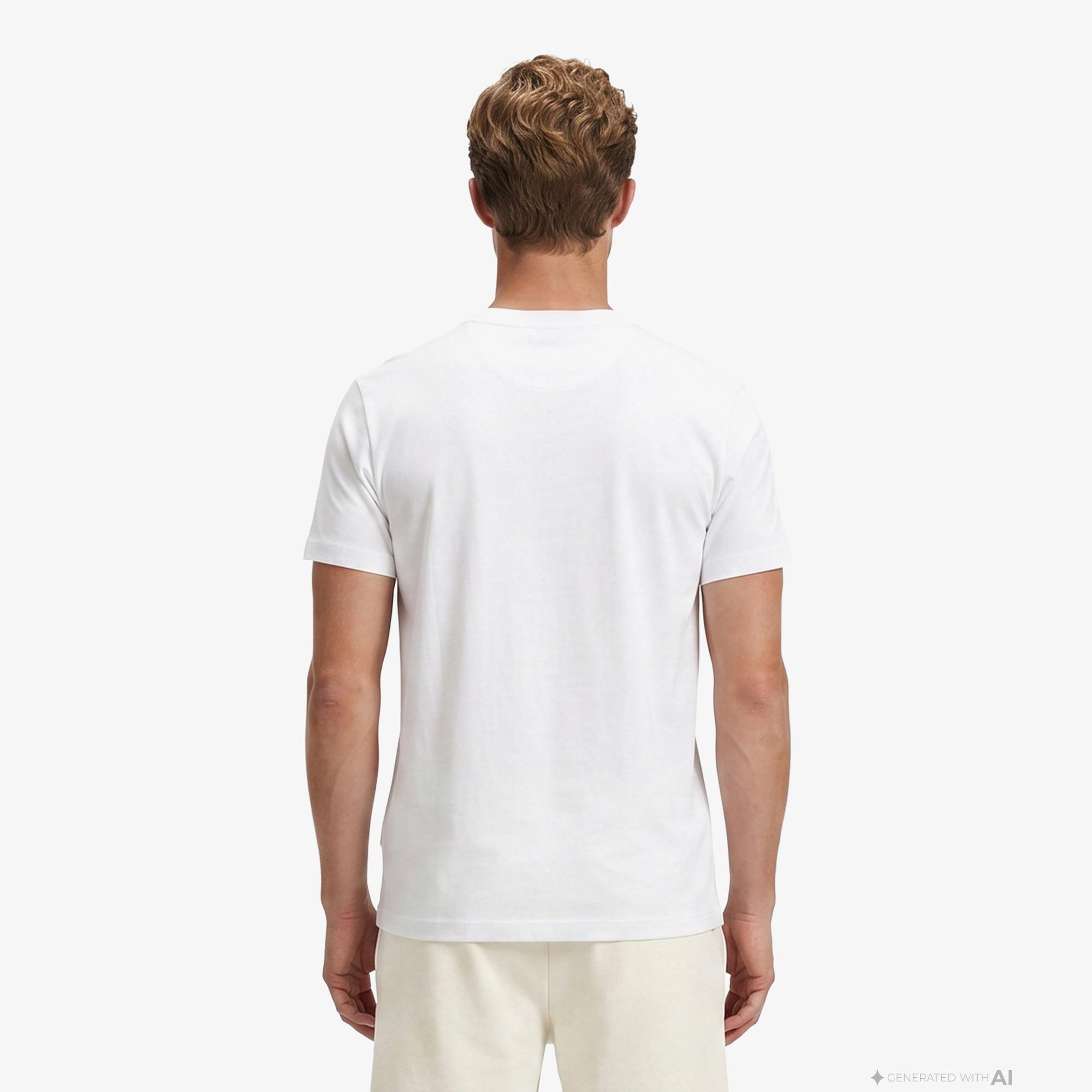Boss Globe Logo Pattern Erkek Beyaz T-Shirt