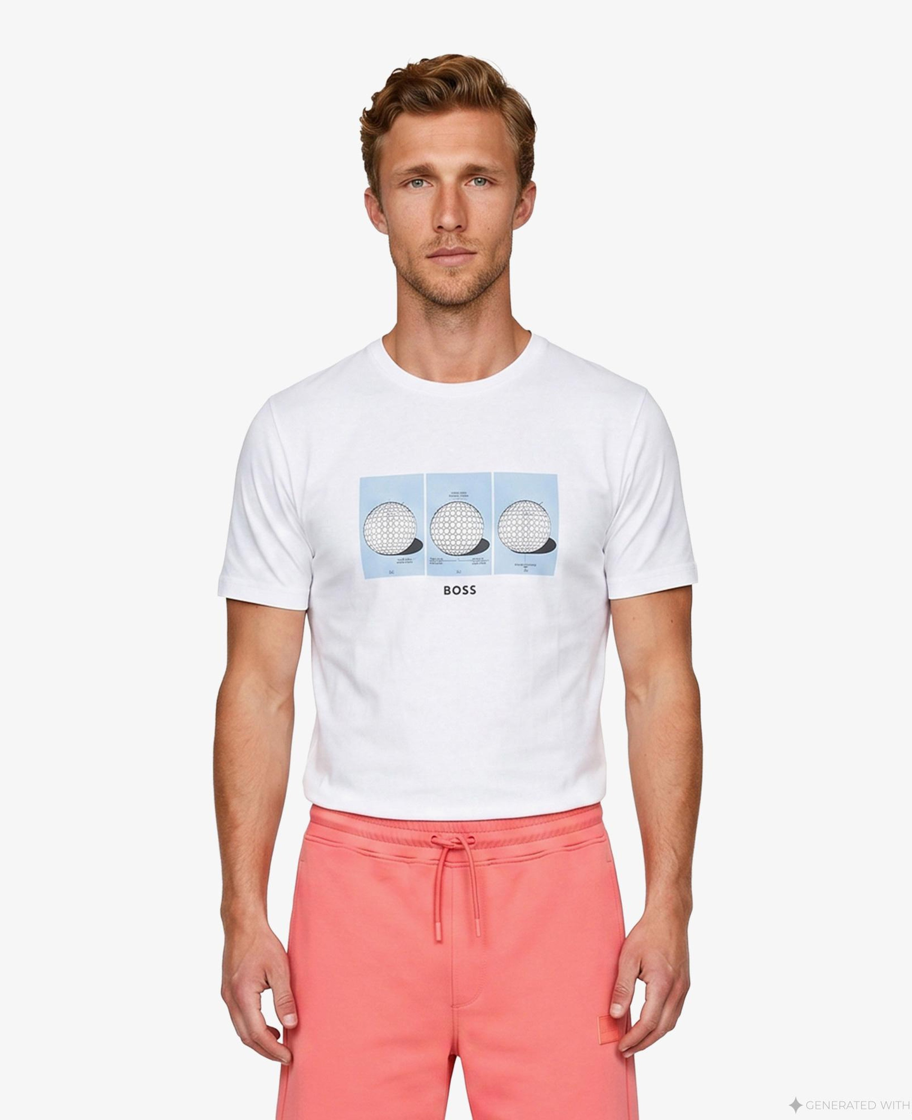 Boss Terrace Photo Erkek Beyaz T-Shirt