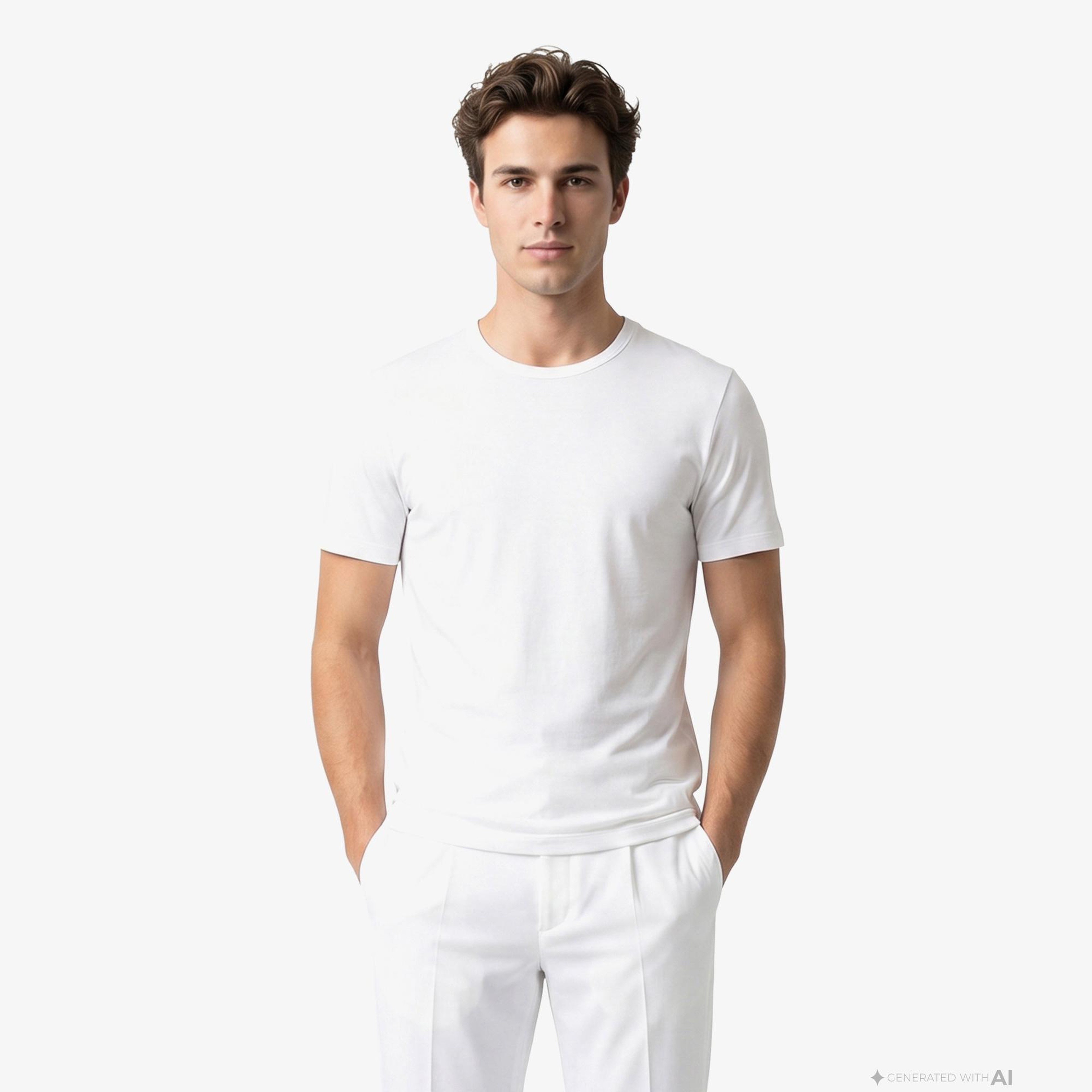 Boss 2'li Modern Erkek Beyaz T-Shirt
