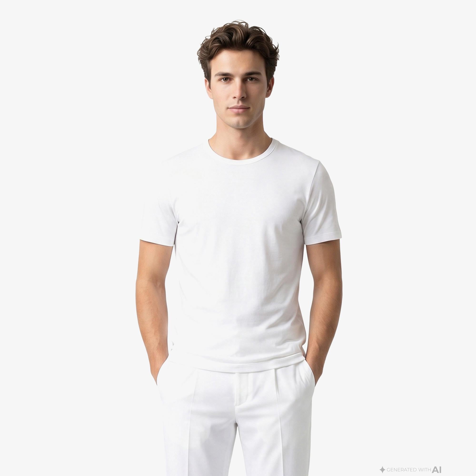 Boss 2'li Modern Erkek Beyaz T-Shirt