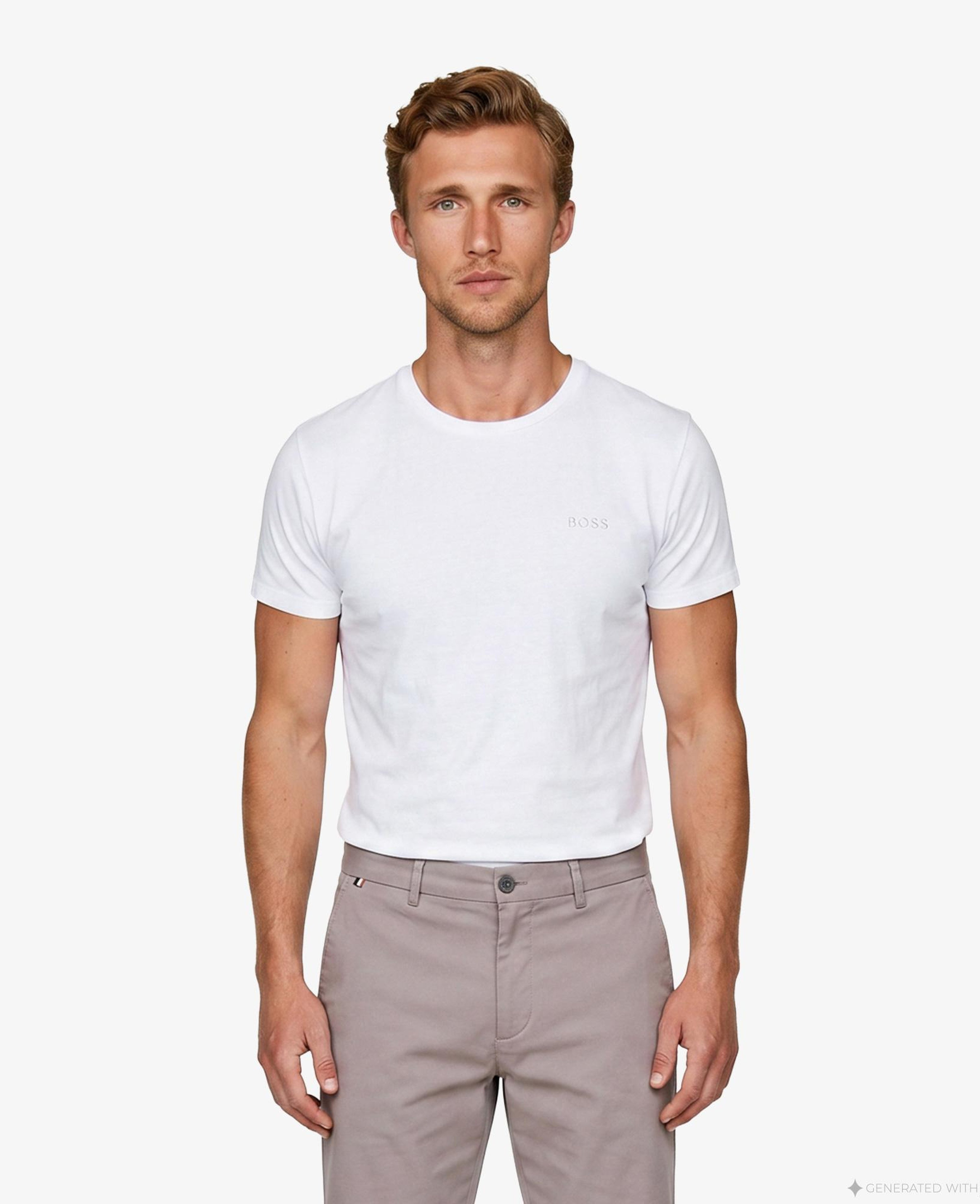 Boss Interlock Erkek Beyaz T-Shirt
