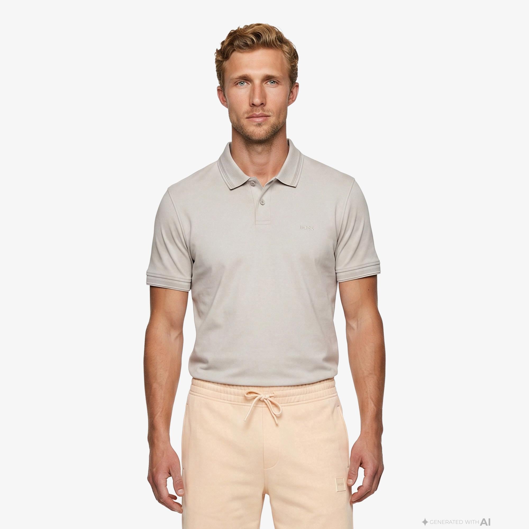 Boss Interlock Erkek Gri Polo