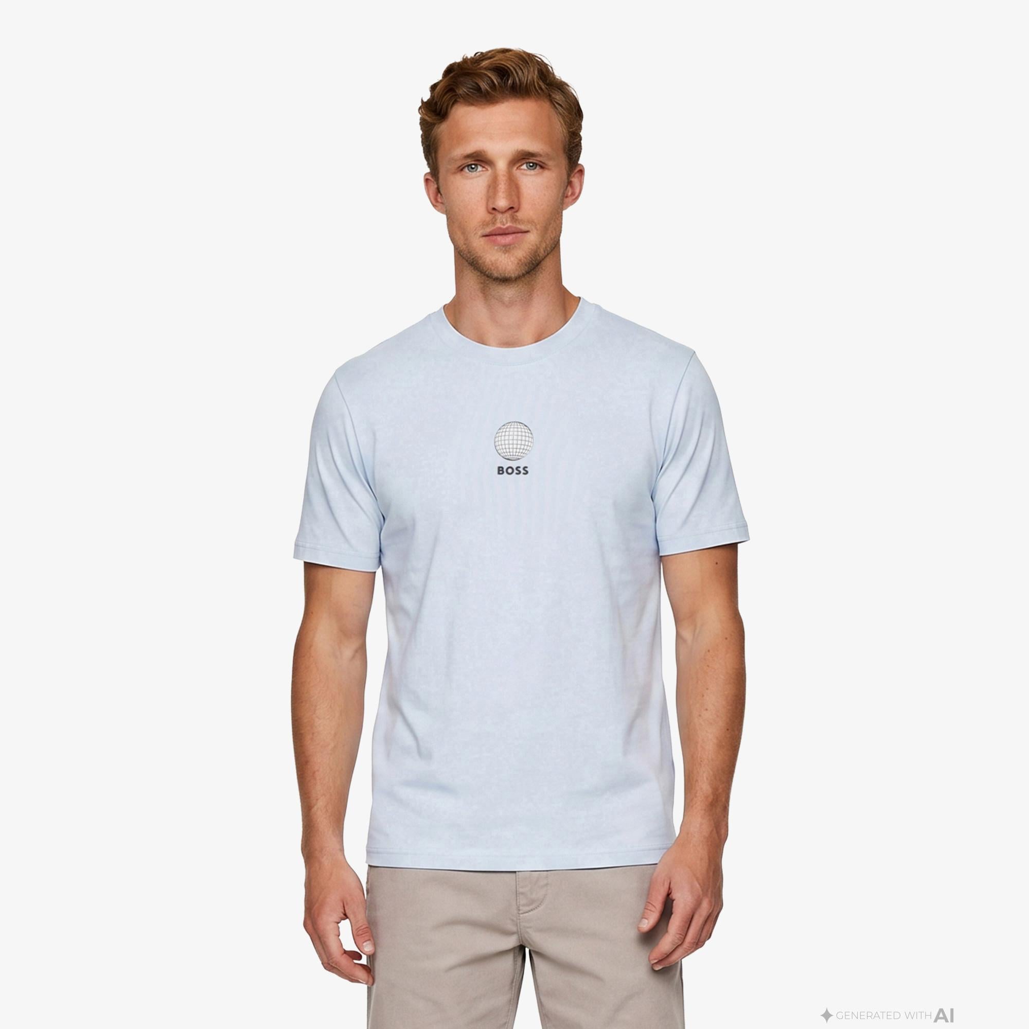 Boss Terrace Graphic Erkek Mavi T-Shirt