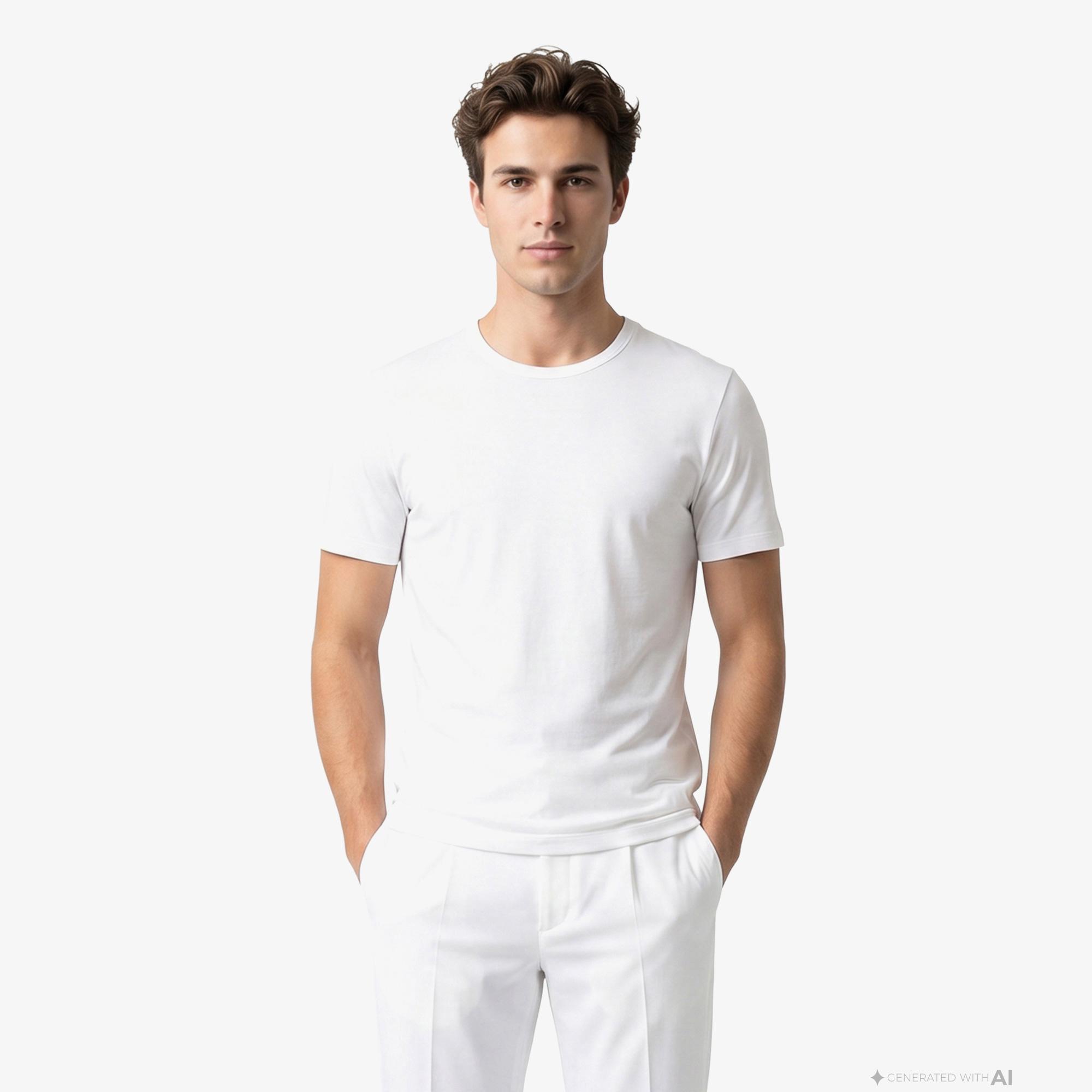 Boss 2'li Modern Erkek Beyaz T-Shirt