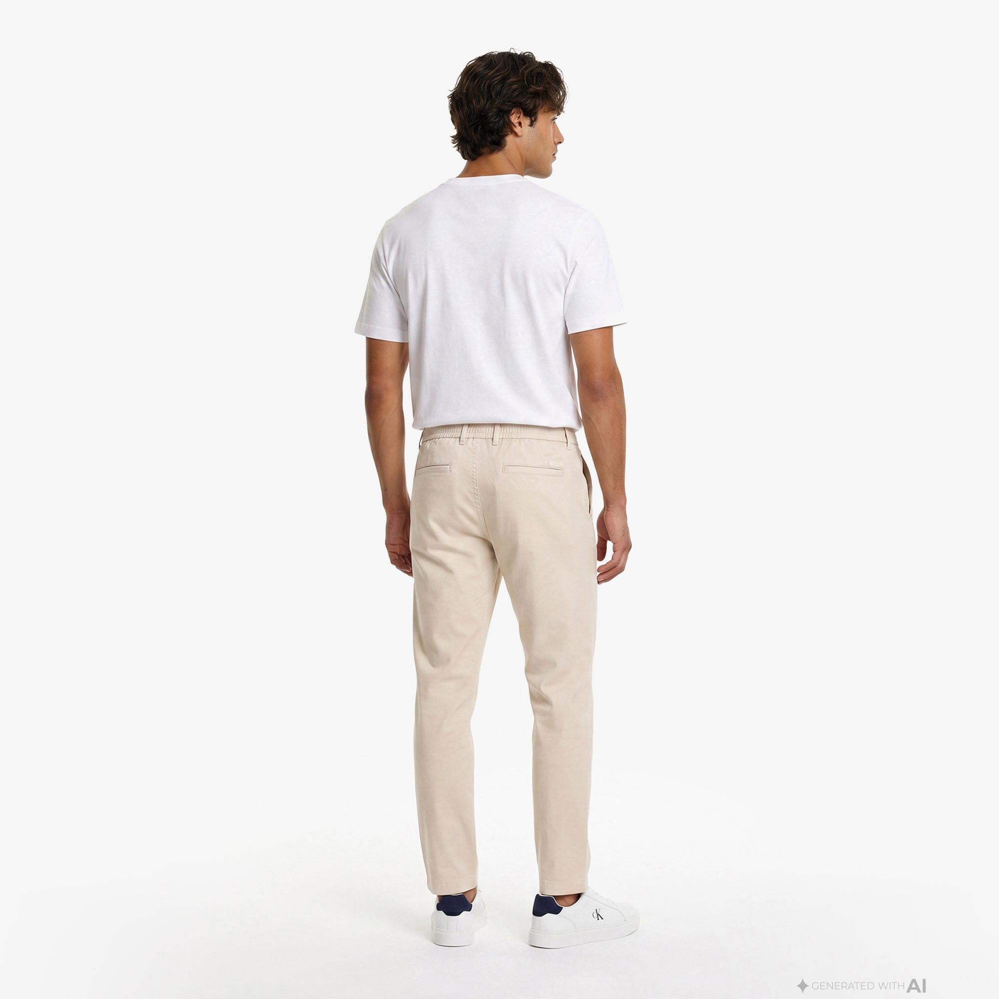 Calvin Klein Erkek Bej Keten Pantolon