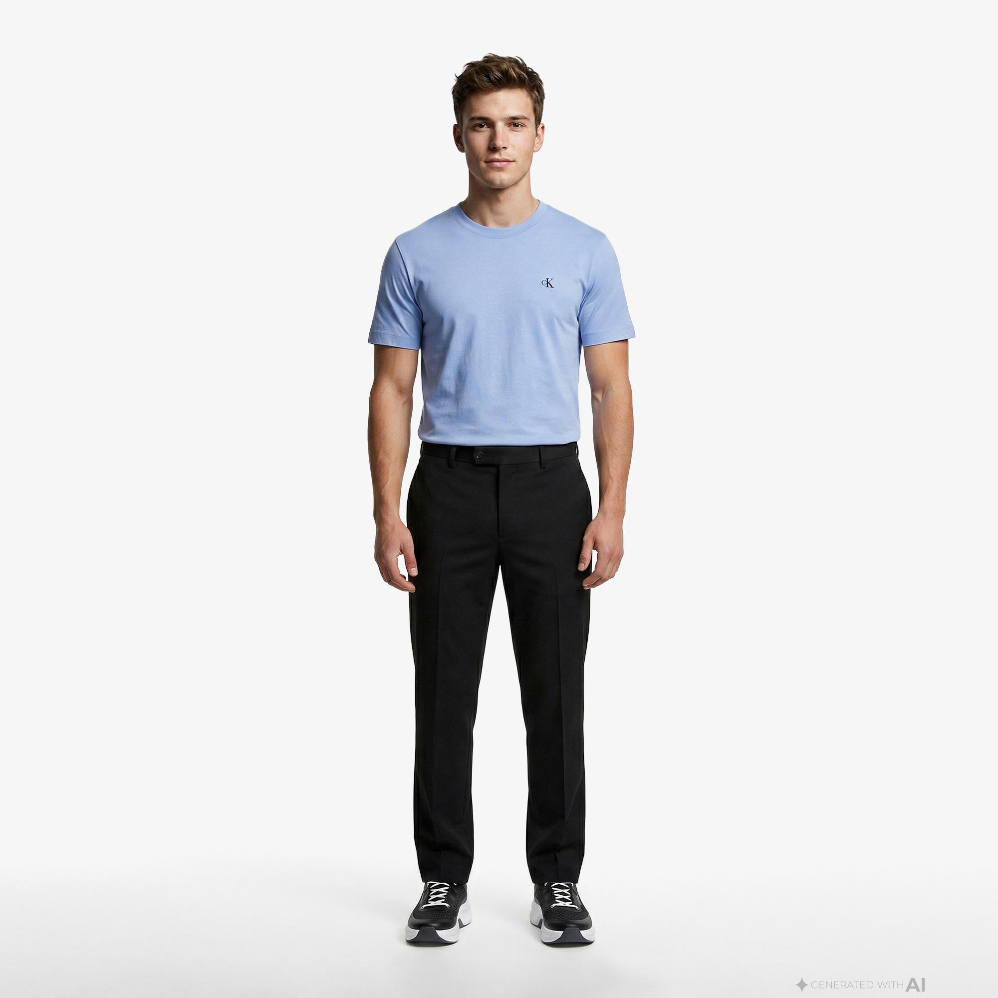 Calvin Klein Easy Monogram Erkek Mavi T-Shirt