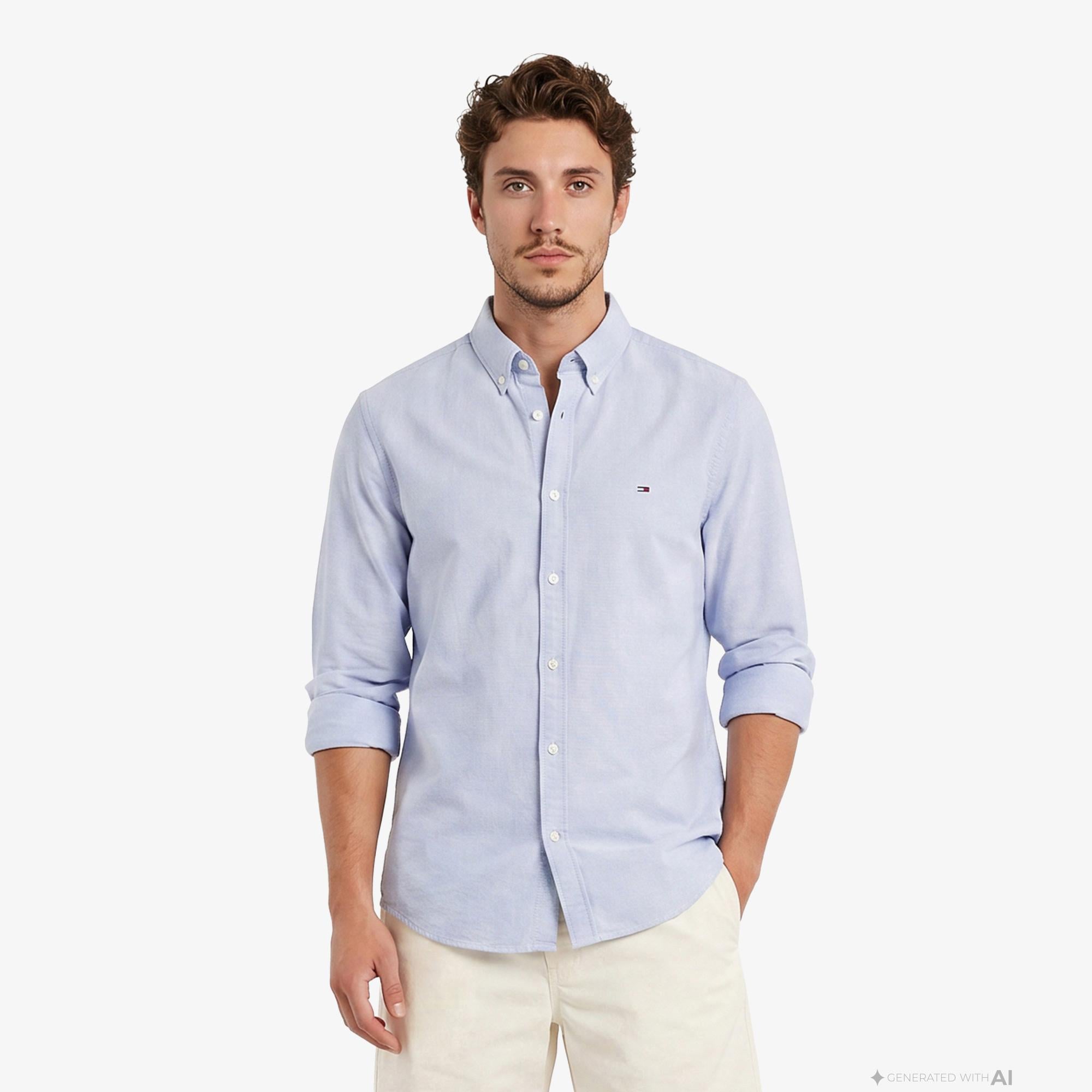 Tommy Hilfiger Oxford Erkek Mavi Gömlek
