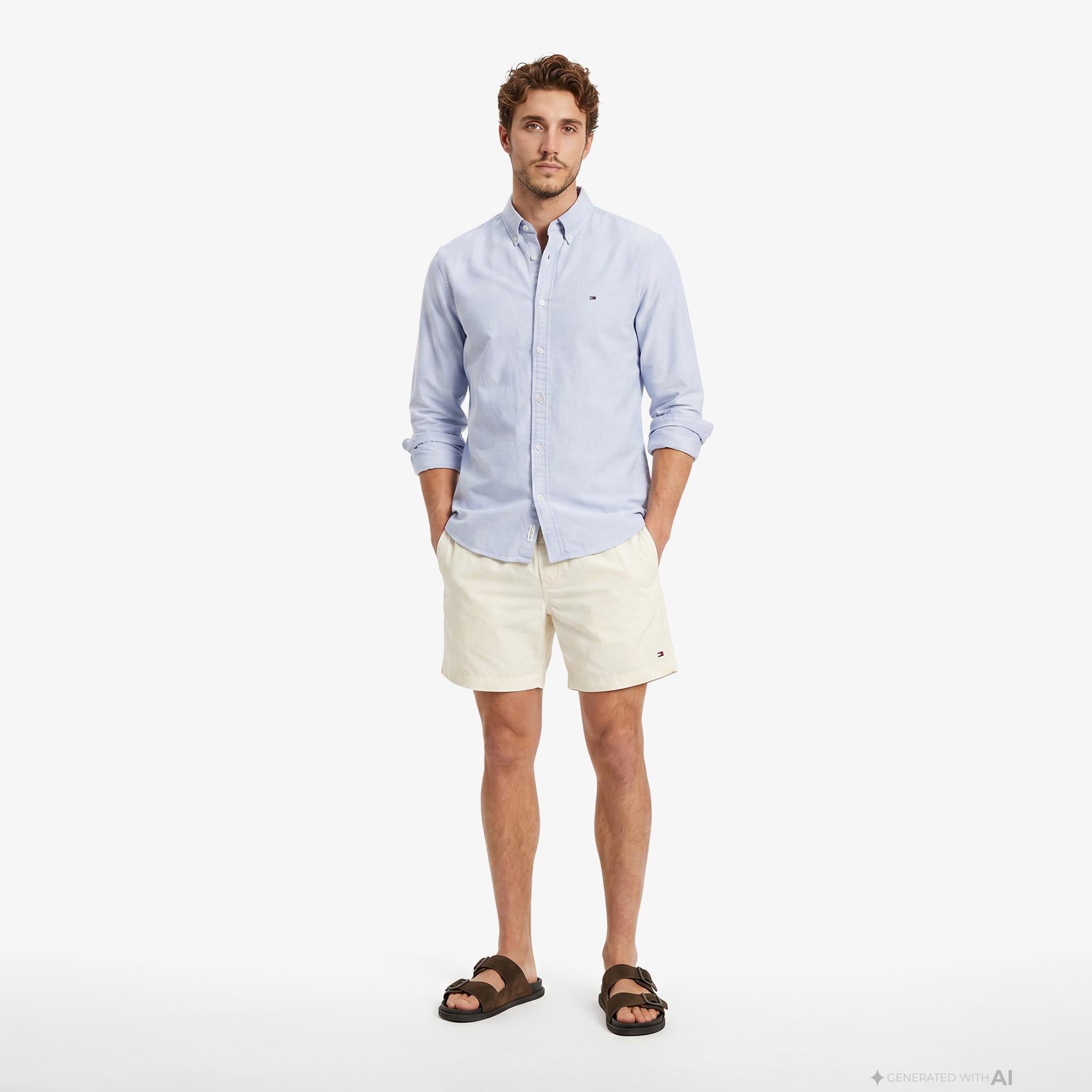 Tommy Hilfiger Oxford Erkek Mavi Gömlek