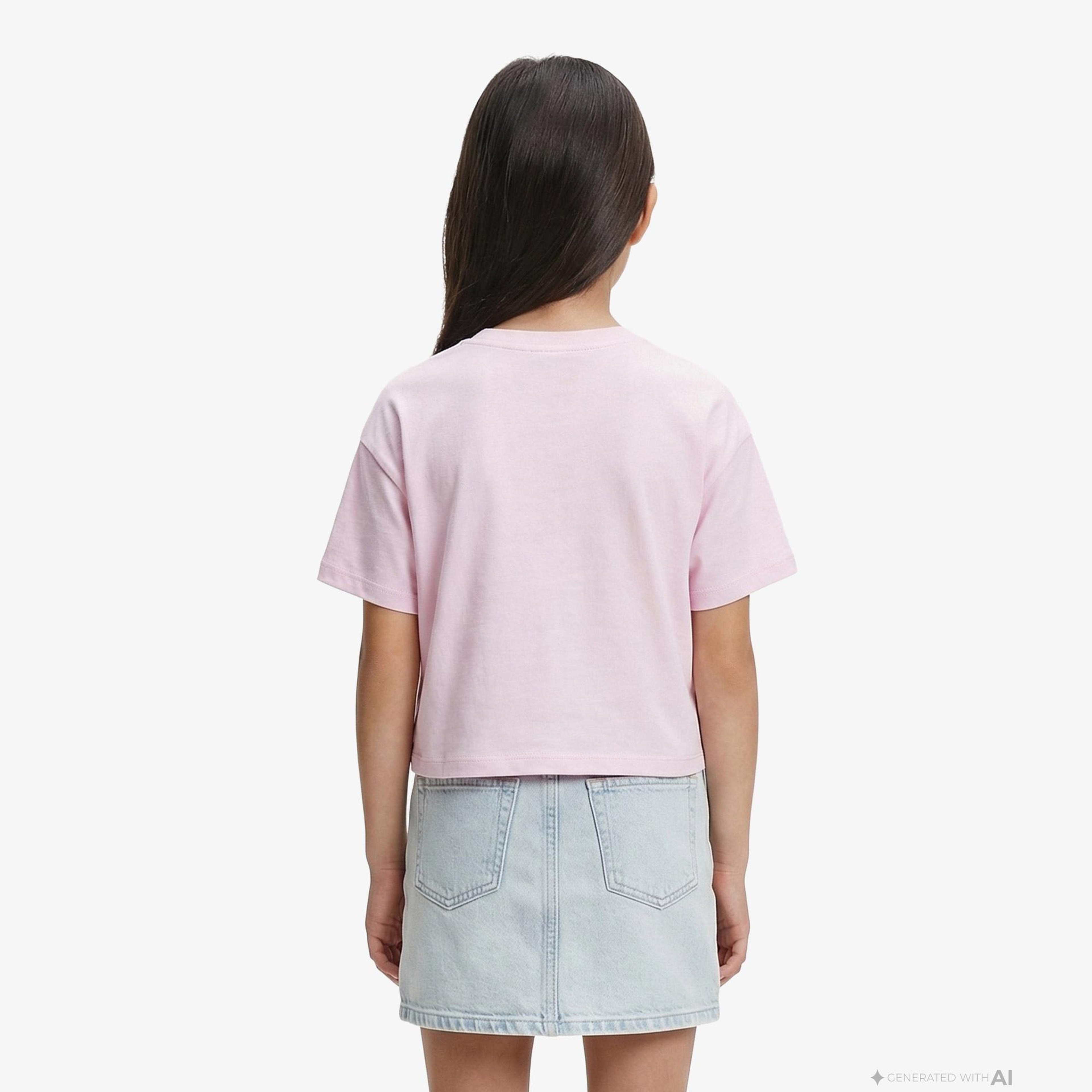 Calvin Klein Logo Boxy Çocuk Pembe T-Shirt