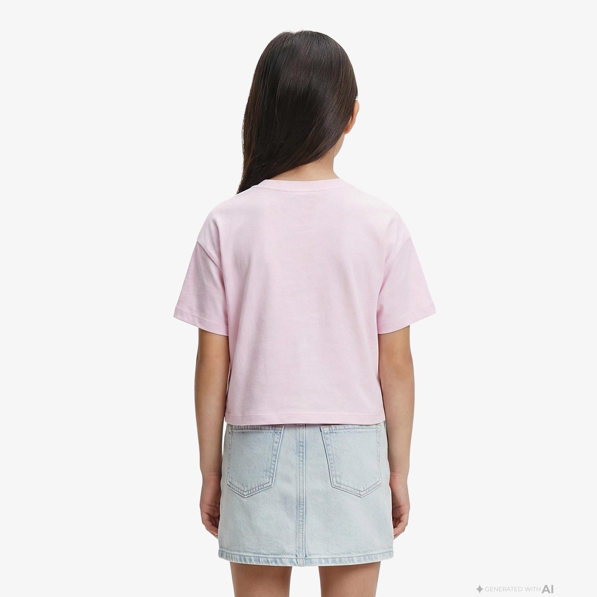 Calvin Klein Logo Boxy Çocuk Pembe T-Shirt