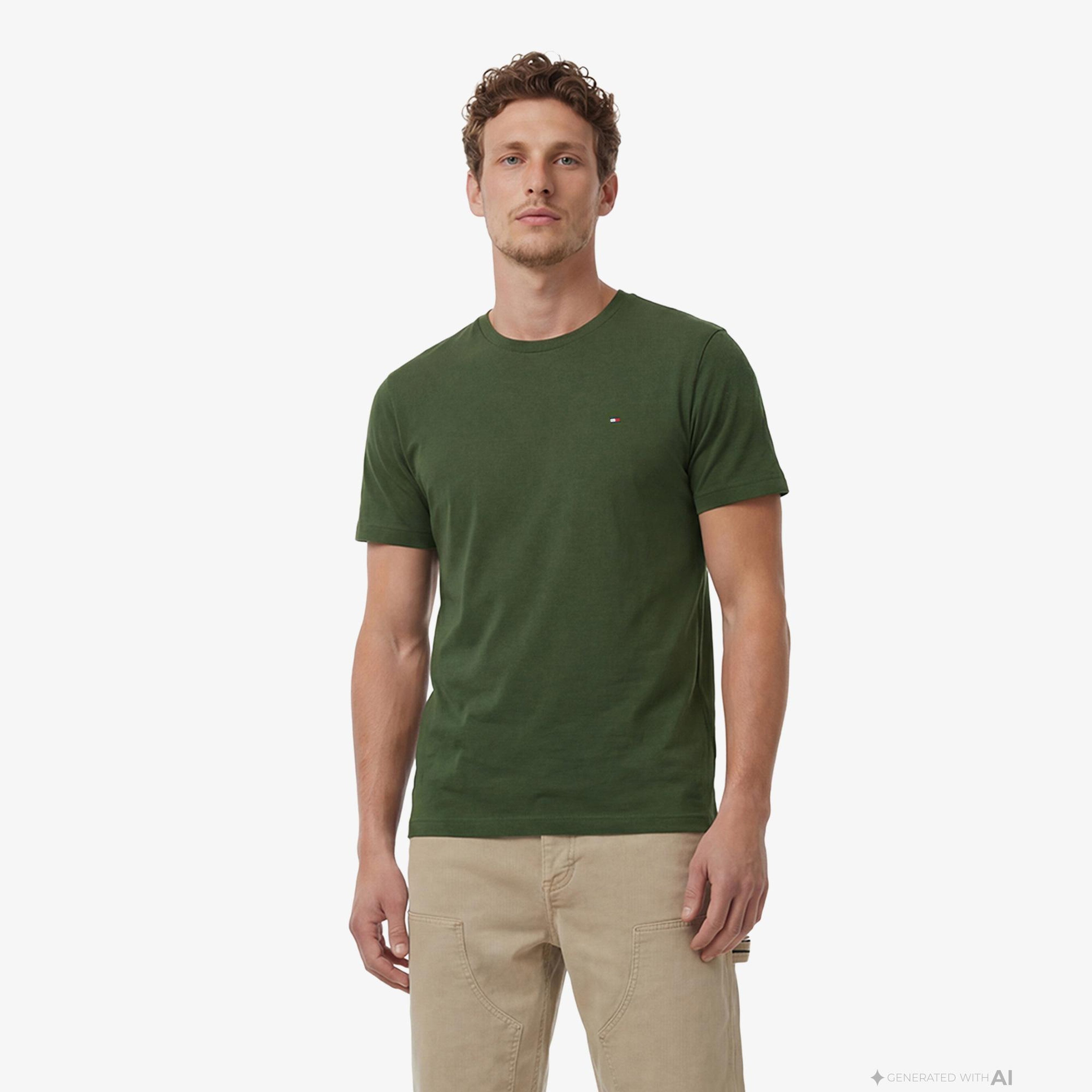 Tommy Hilfiger Core Essentials Erkek Yeşil T-Shirt
