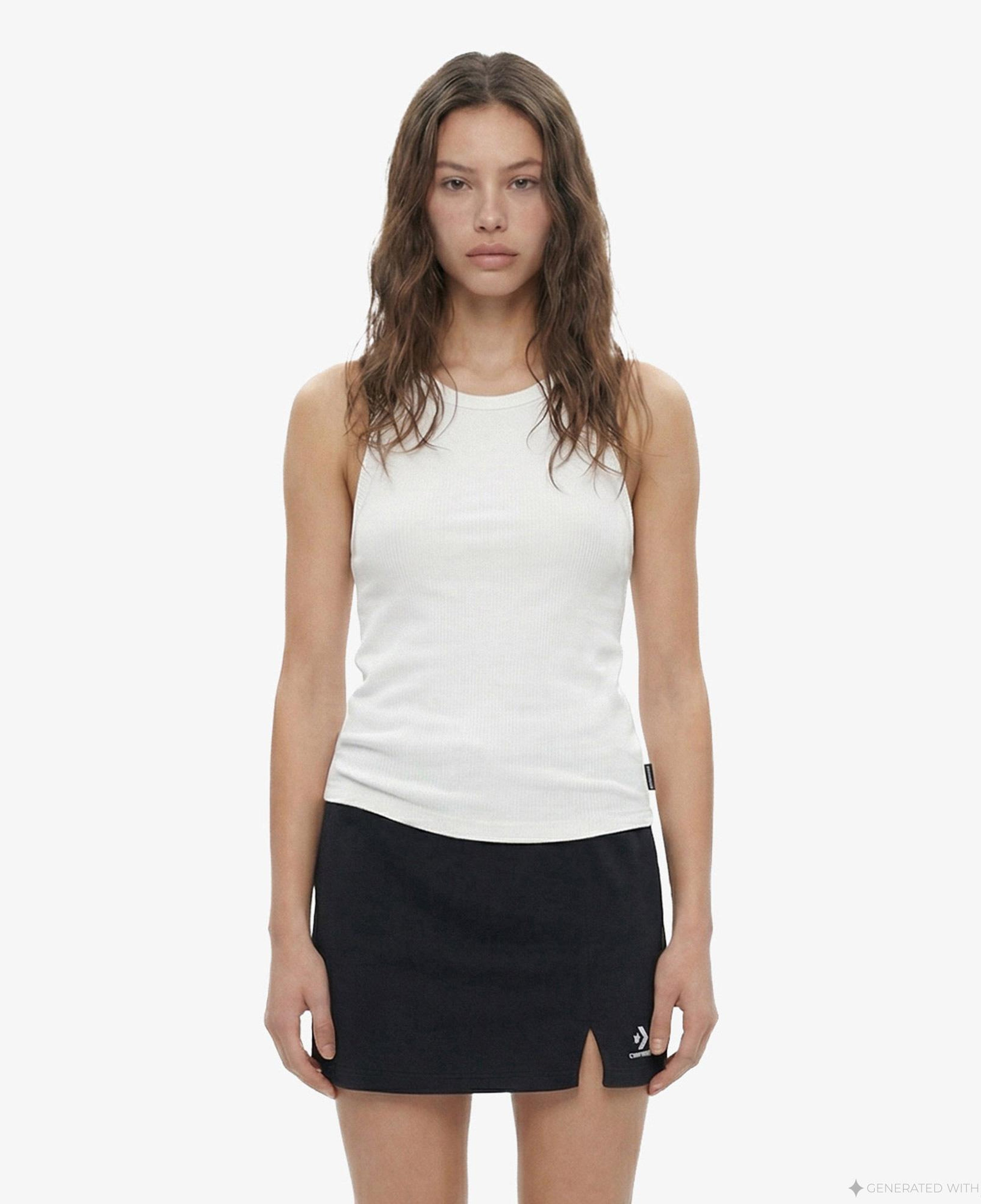 Converse Ribbed Knit Kadın Beyaz T-Shirt
