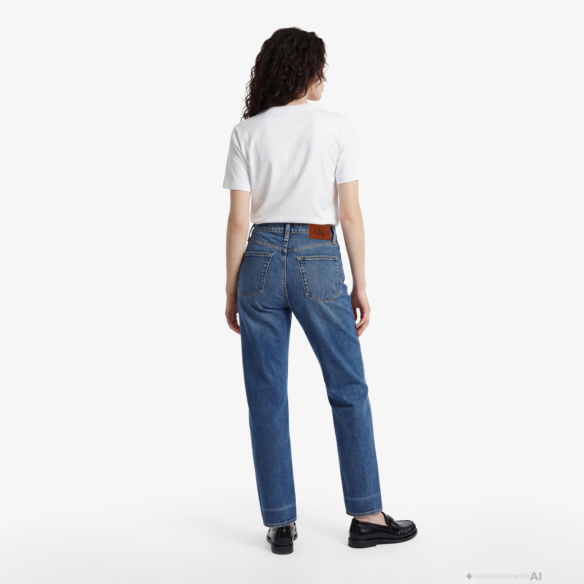Calvin Klein High Rise Straight Stanton Kadın Mavi Jean