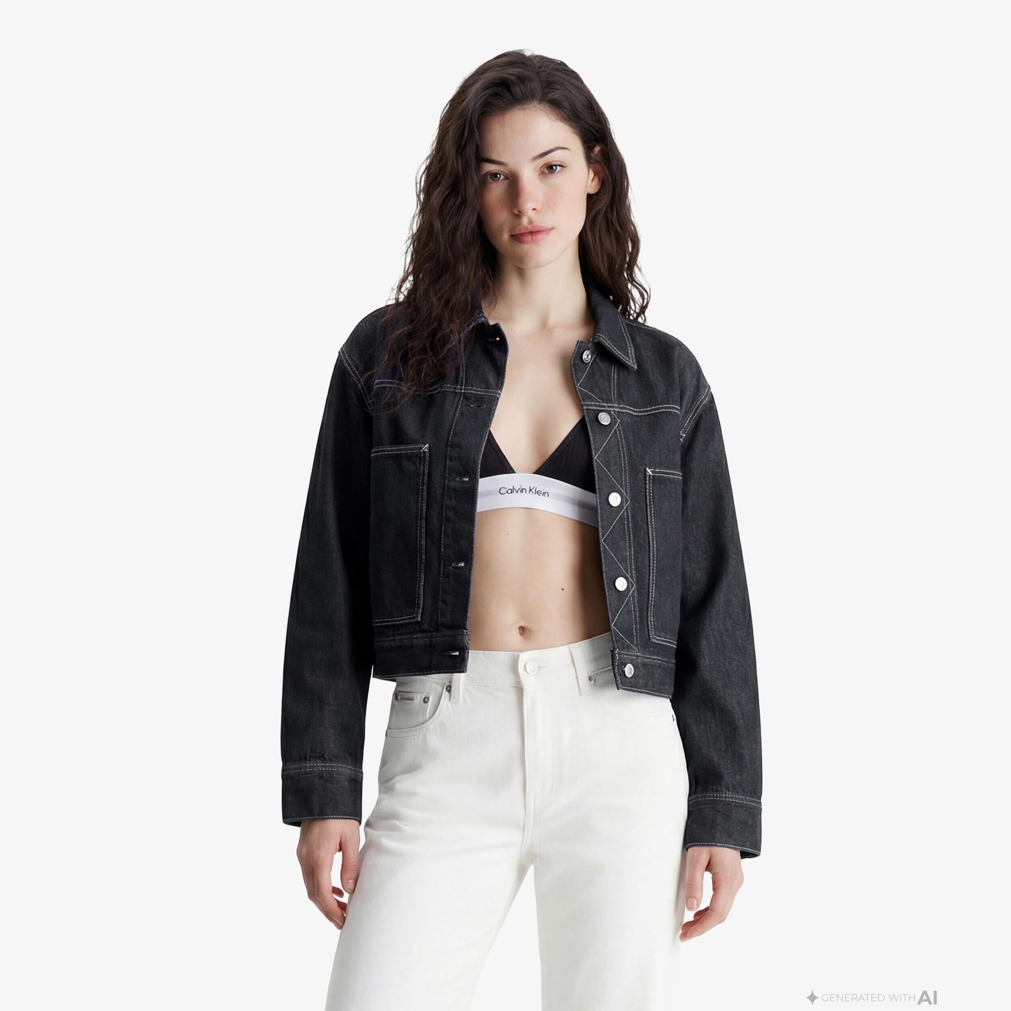 Calvin Klein The Wide Leg Raw Kadın Beyaz Jean