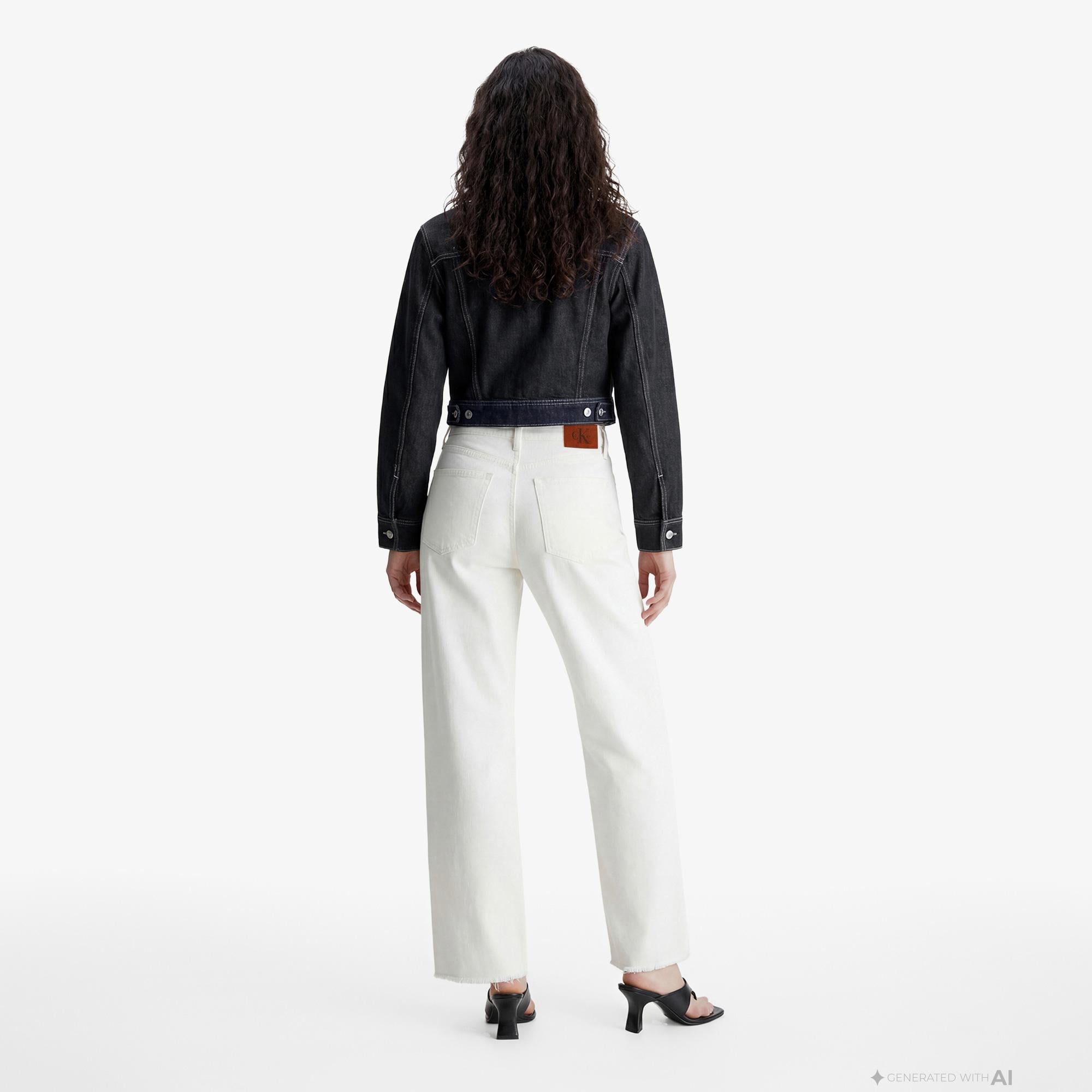 Calvin Klein The Wide Leg Raw Kadın Beyaz Jean