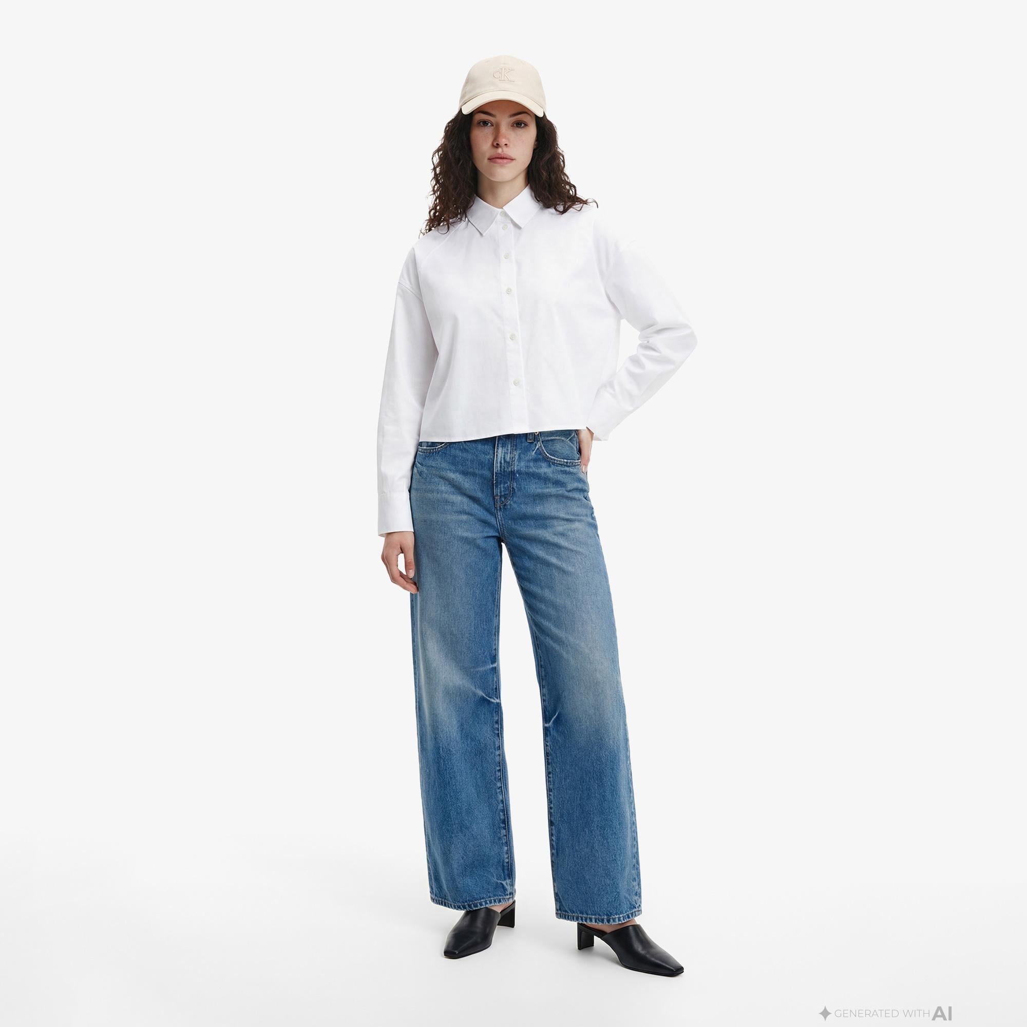 Calvin Klein The Wide Leg Kadın Gri Jean
