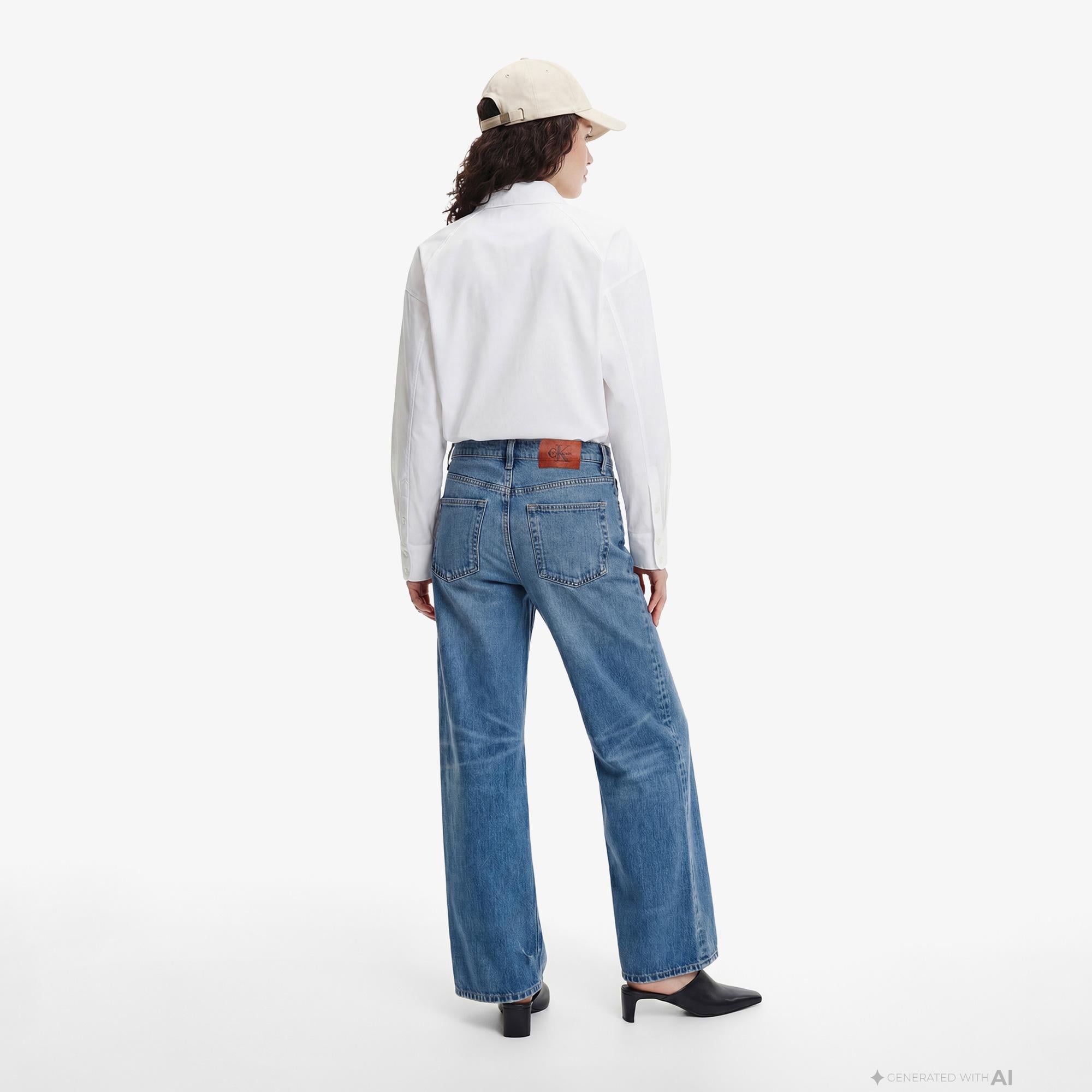 Calvin Klein The Wide Leg Kadın Gri Jean
