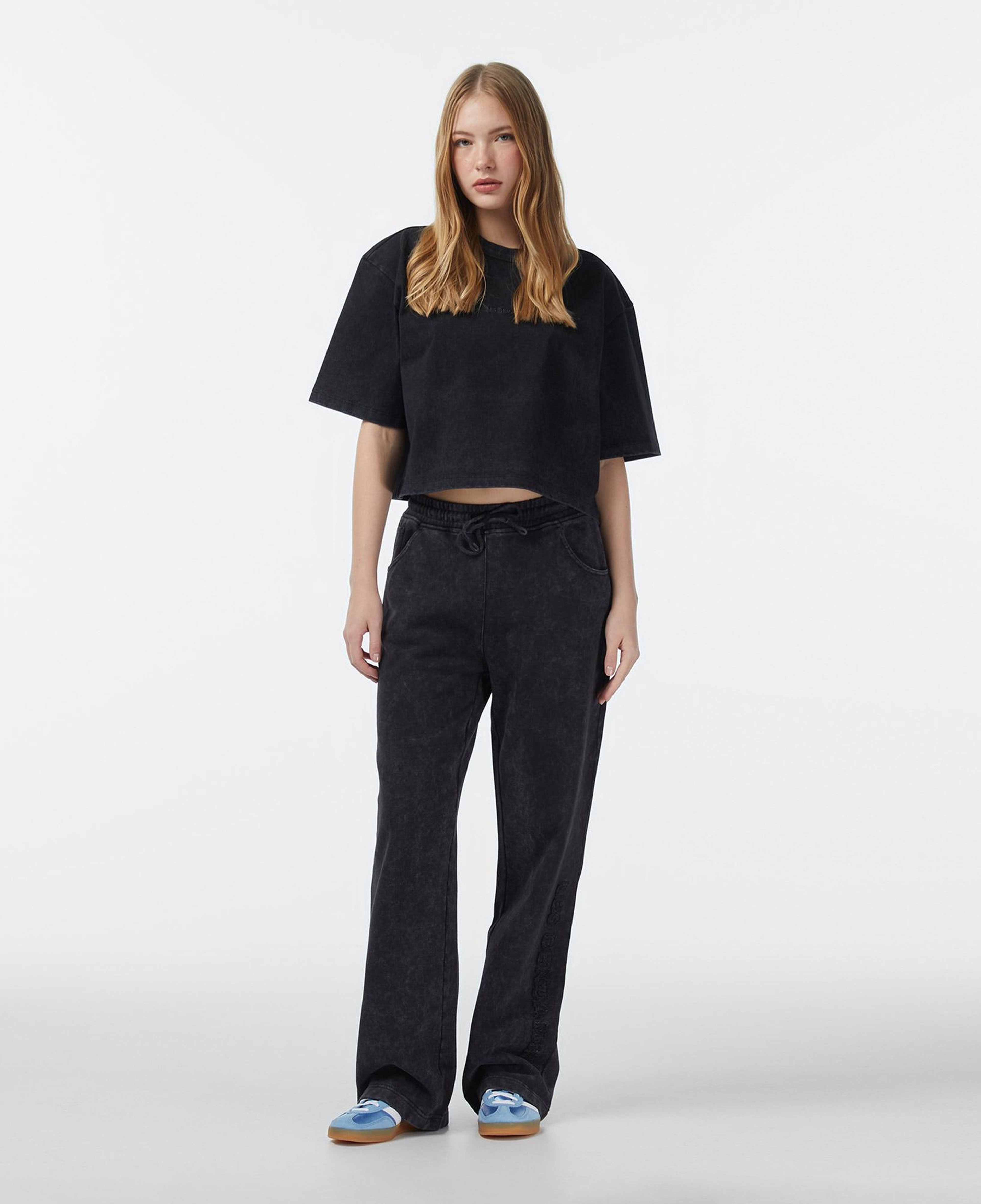 Les Benjamins Crop Oversize Fit Kadın Siyah T-Shirt