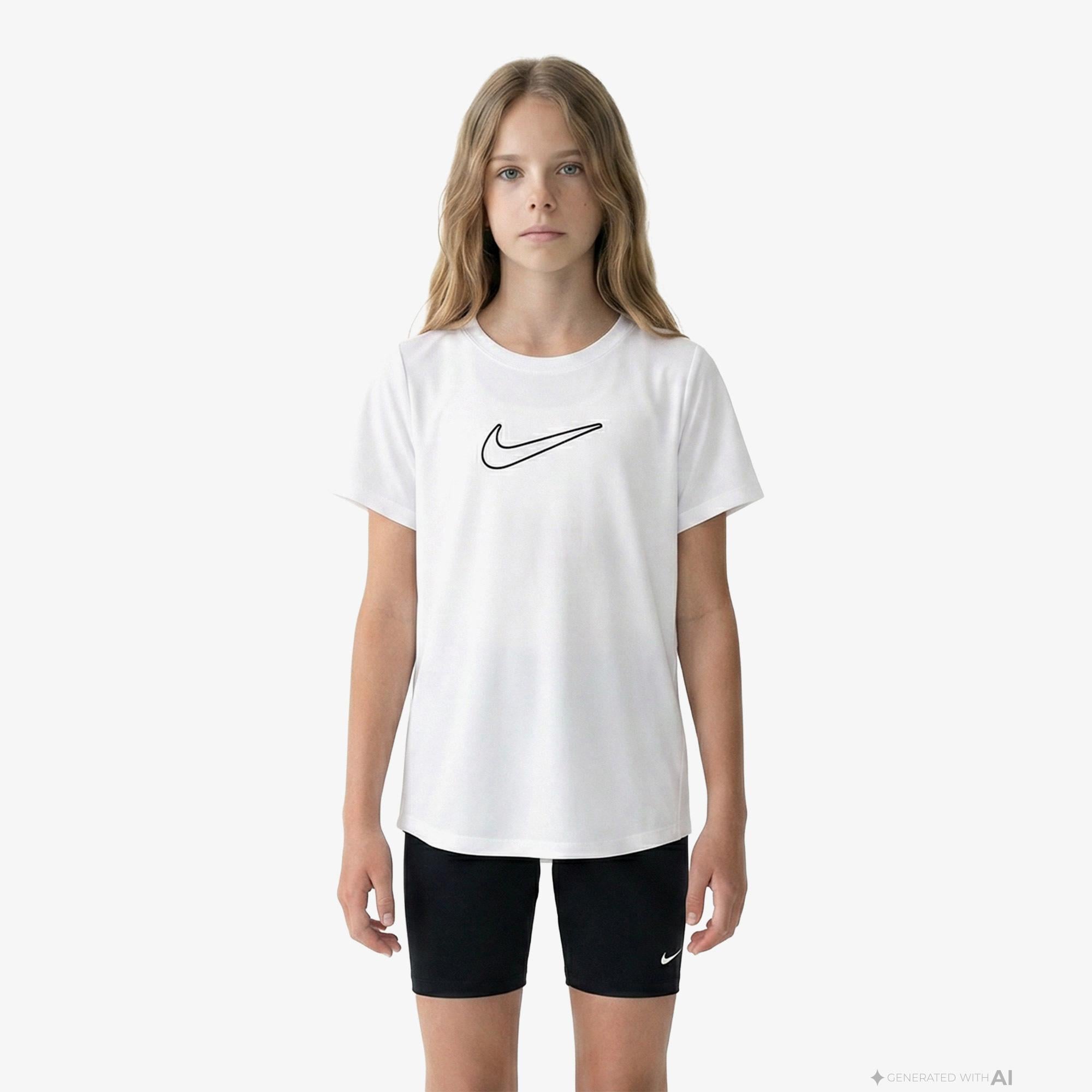 Nike One Fitted Çocuk Beyaz Antrenman T-Shirt