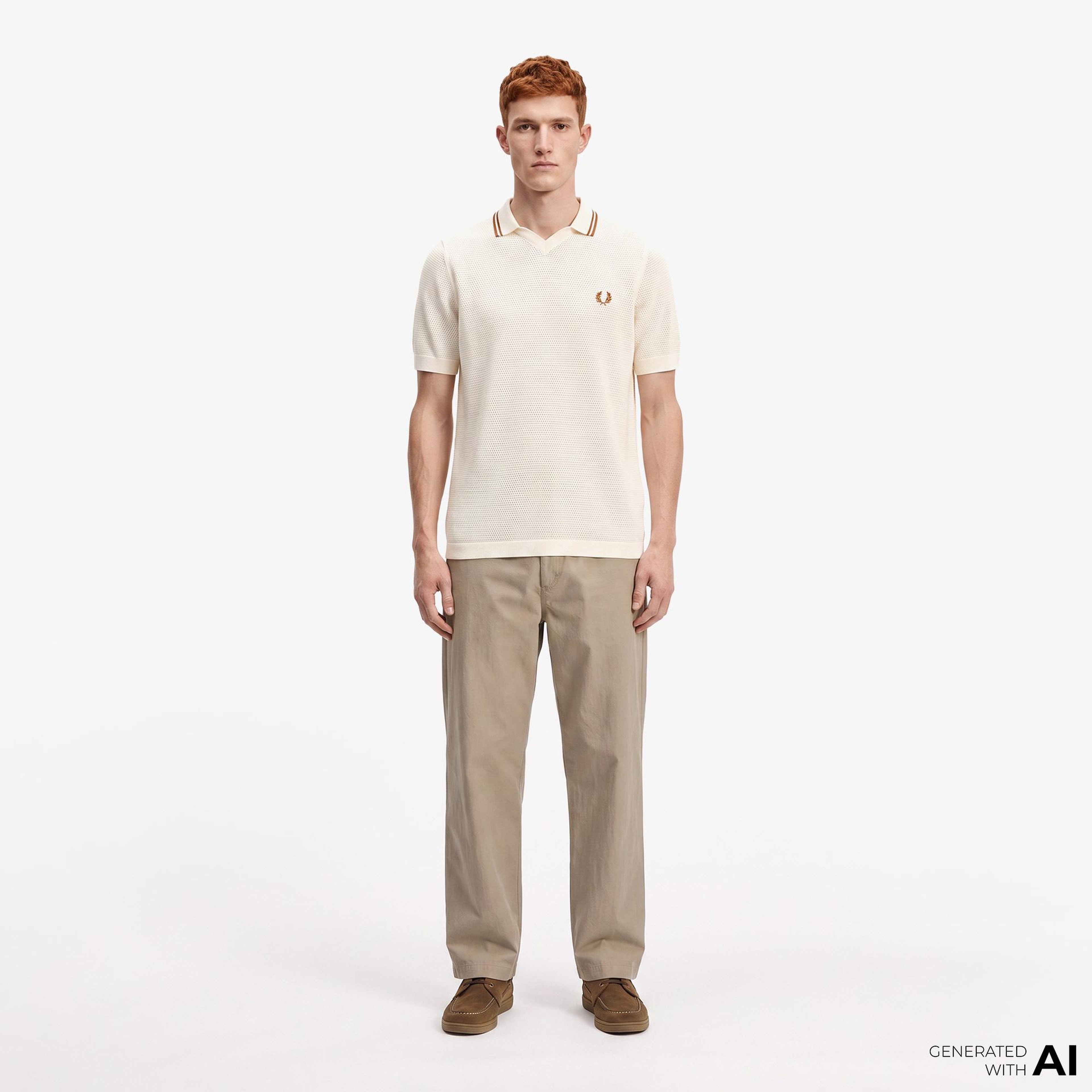 Fred Perry Erkek Krem Polo
