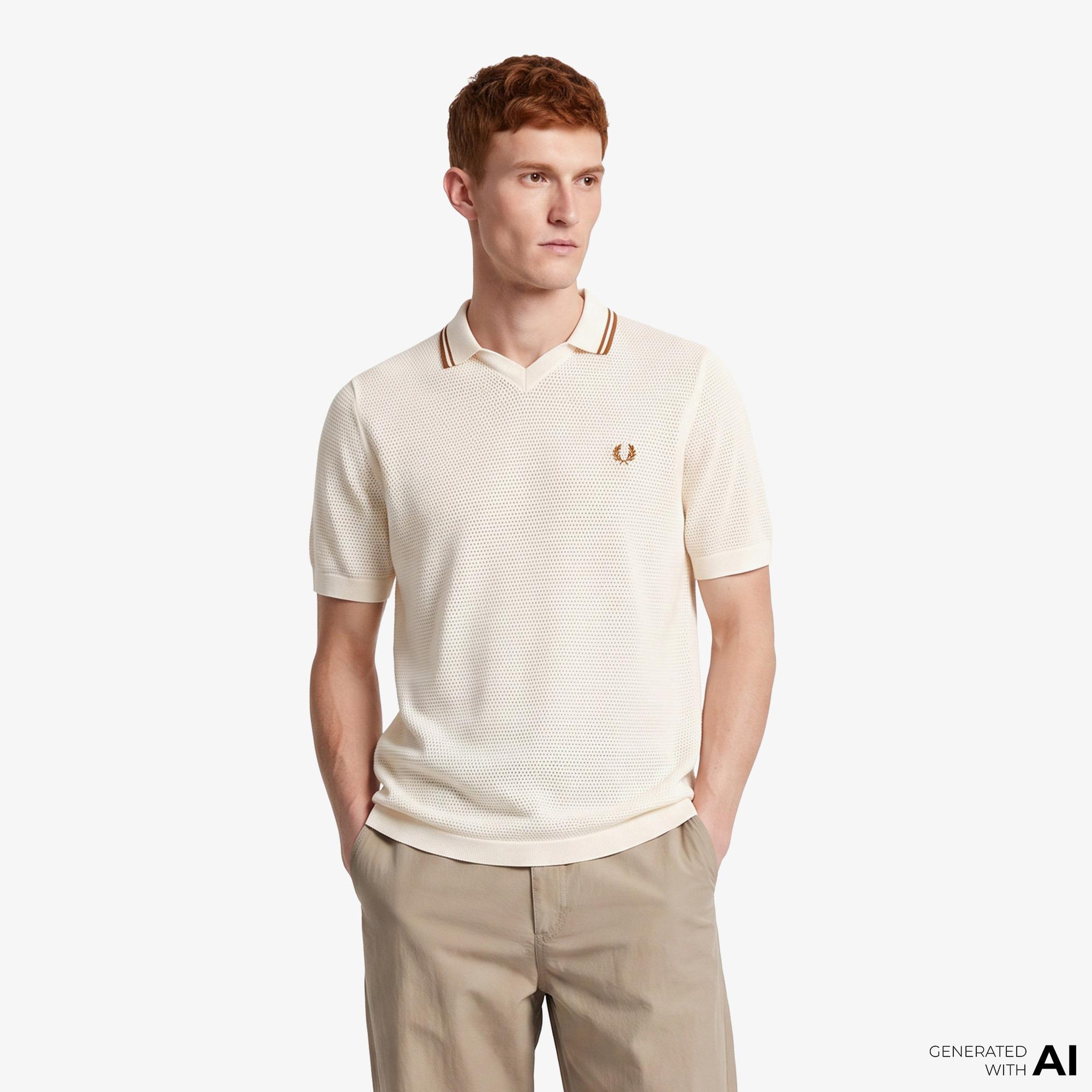 Fred Perry Erkek Krem Polo
