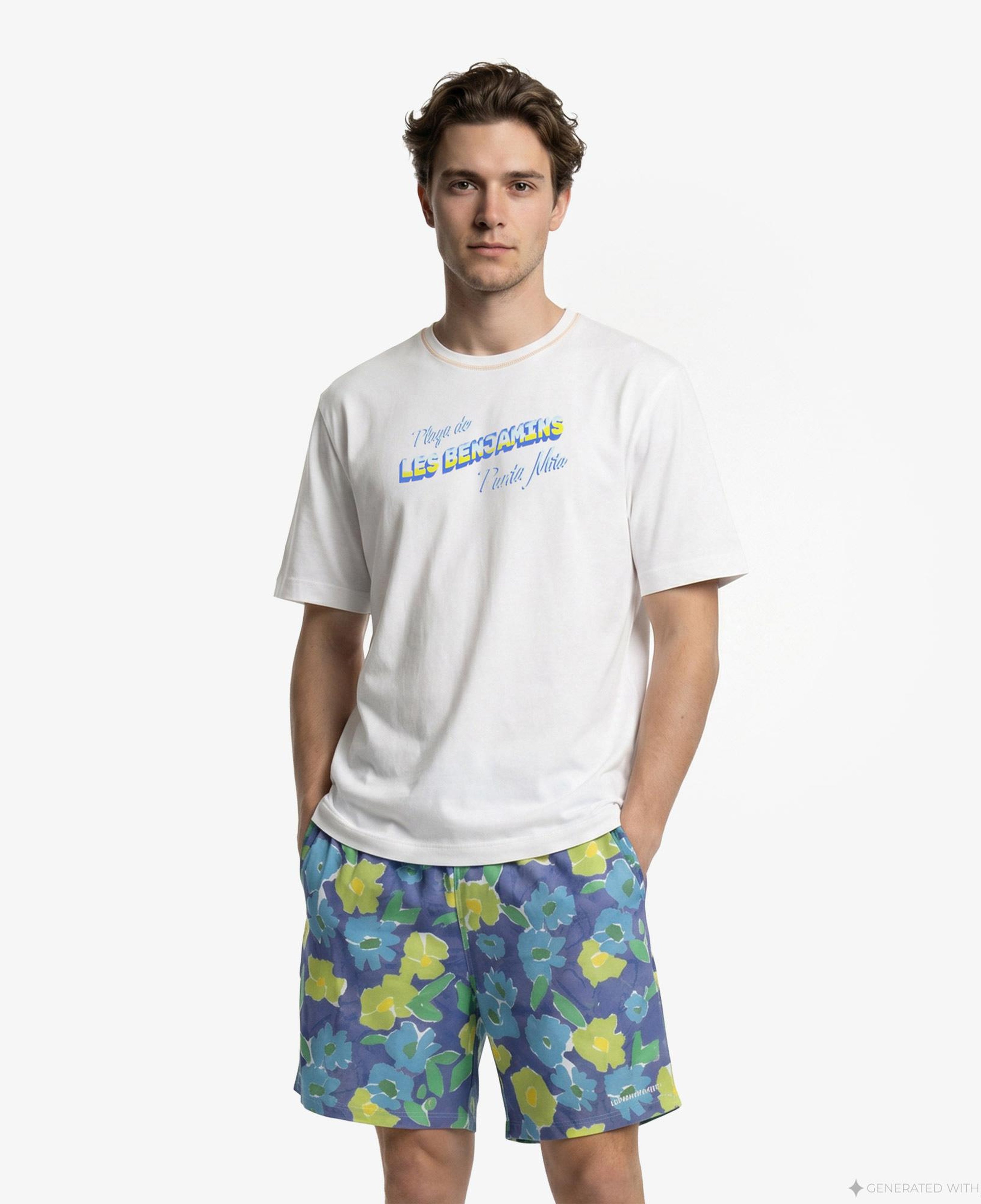 Les Benjamins 002 Erkek Beyaz T-Shirt