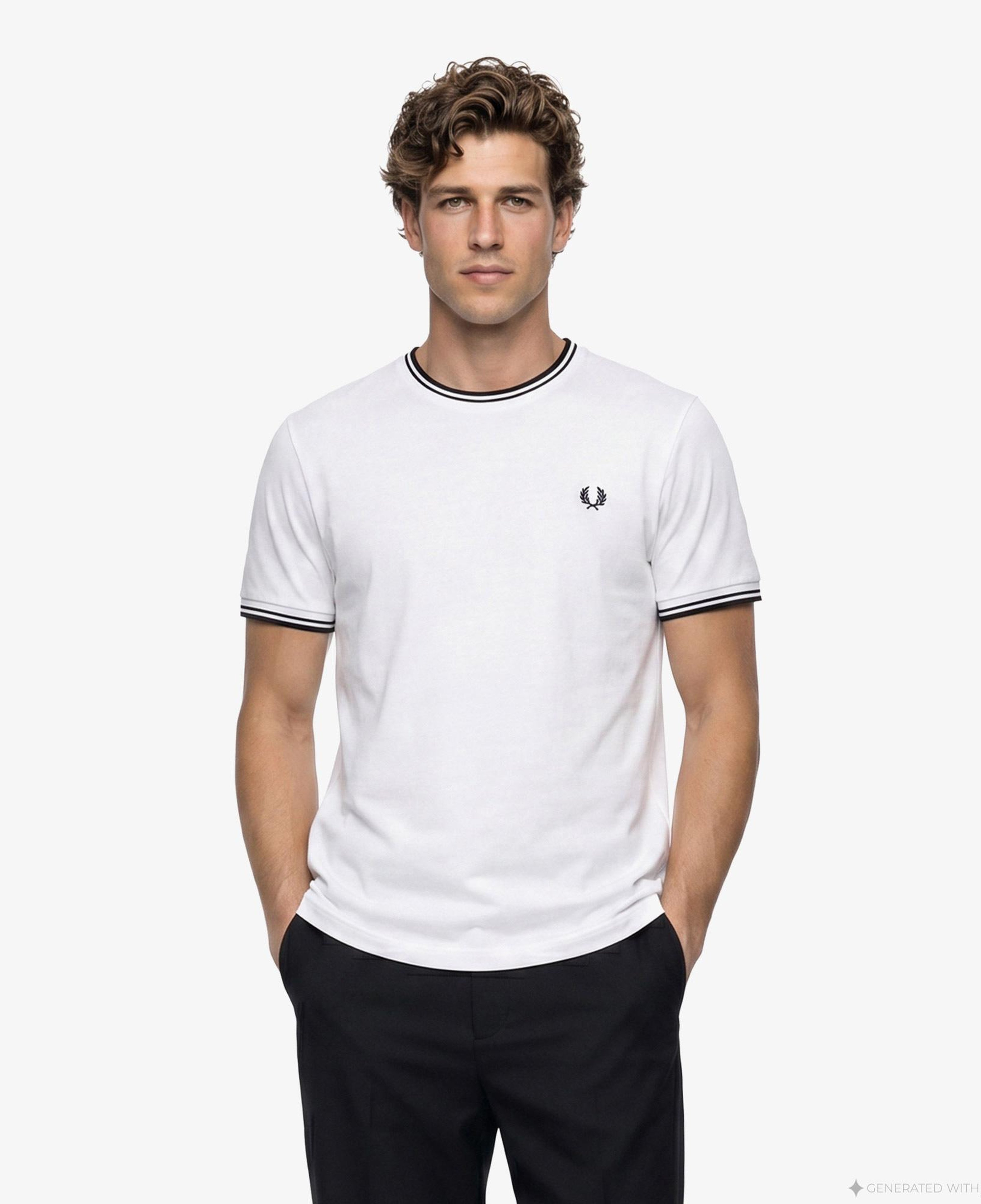 Fred Perry Twin Tipped Erkek Beyaz T-Shirt