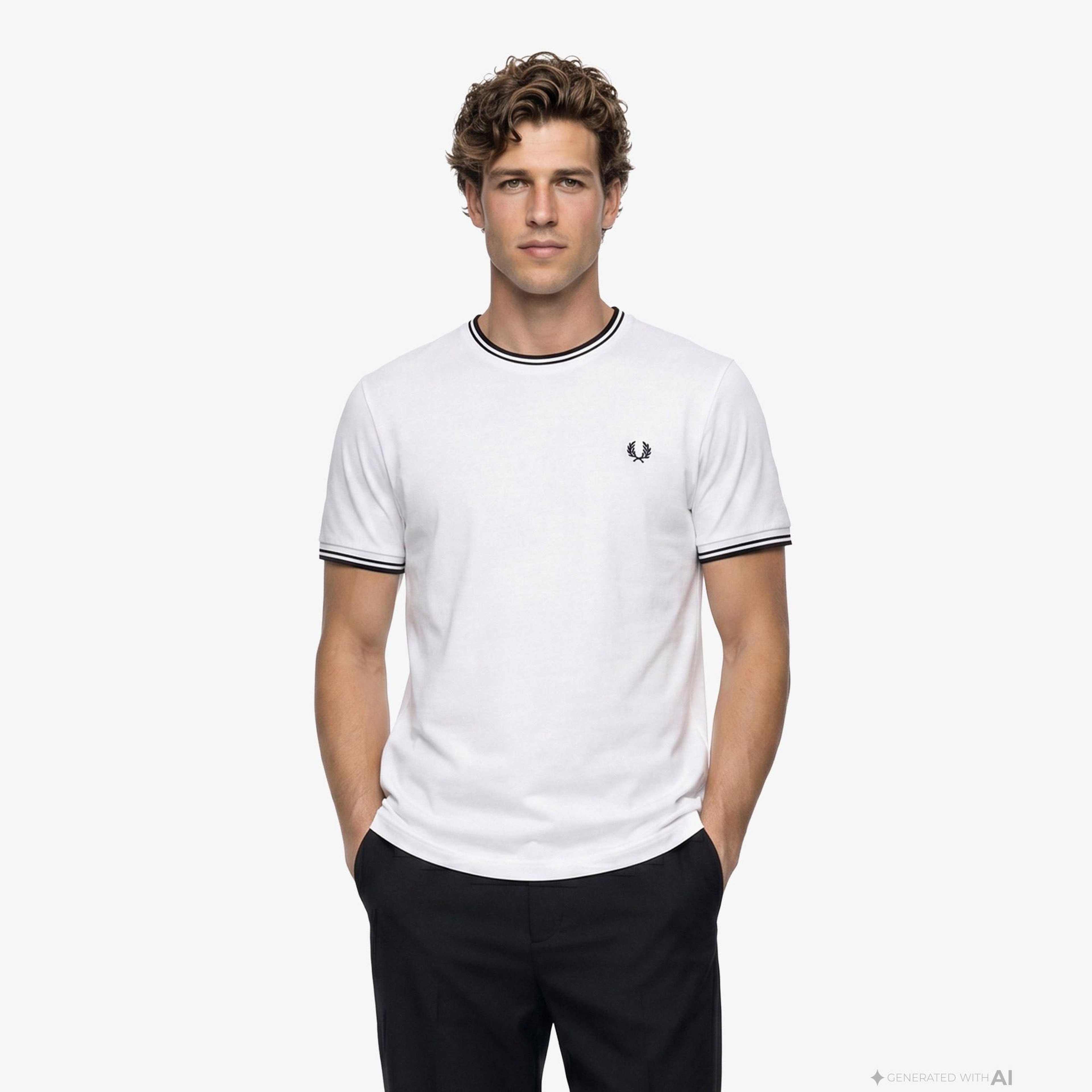 Fred Perry Twin Tipped Erkek Beyaz T-Shirt
