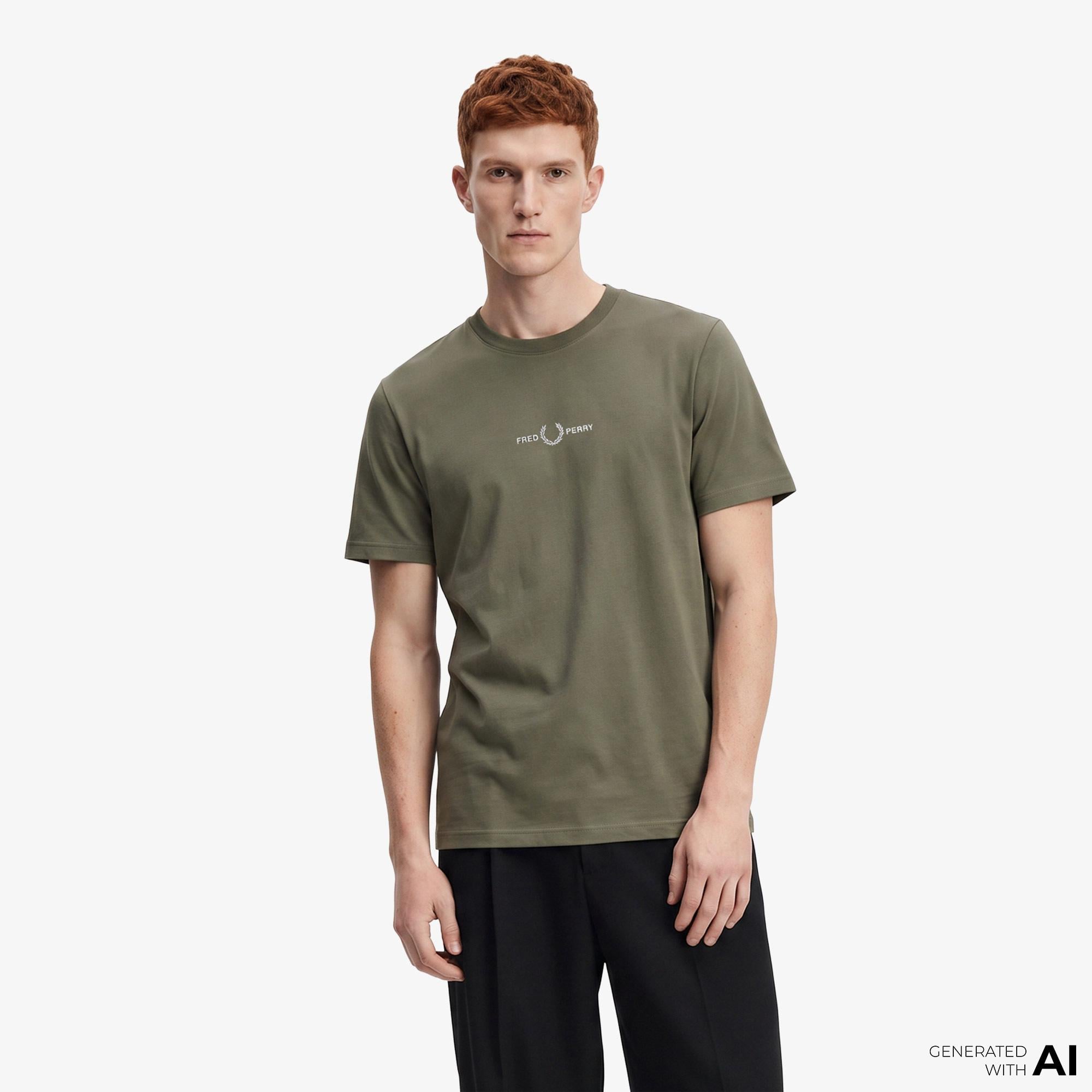 Fred Perry Embroidered Erkek Yeşil T-Shirt