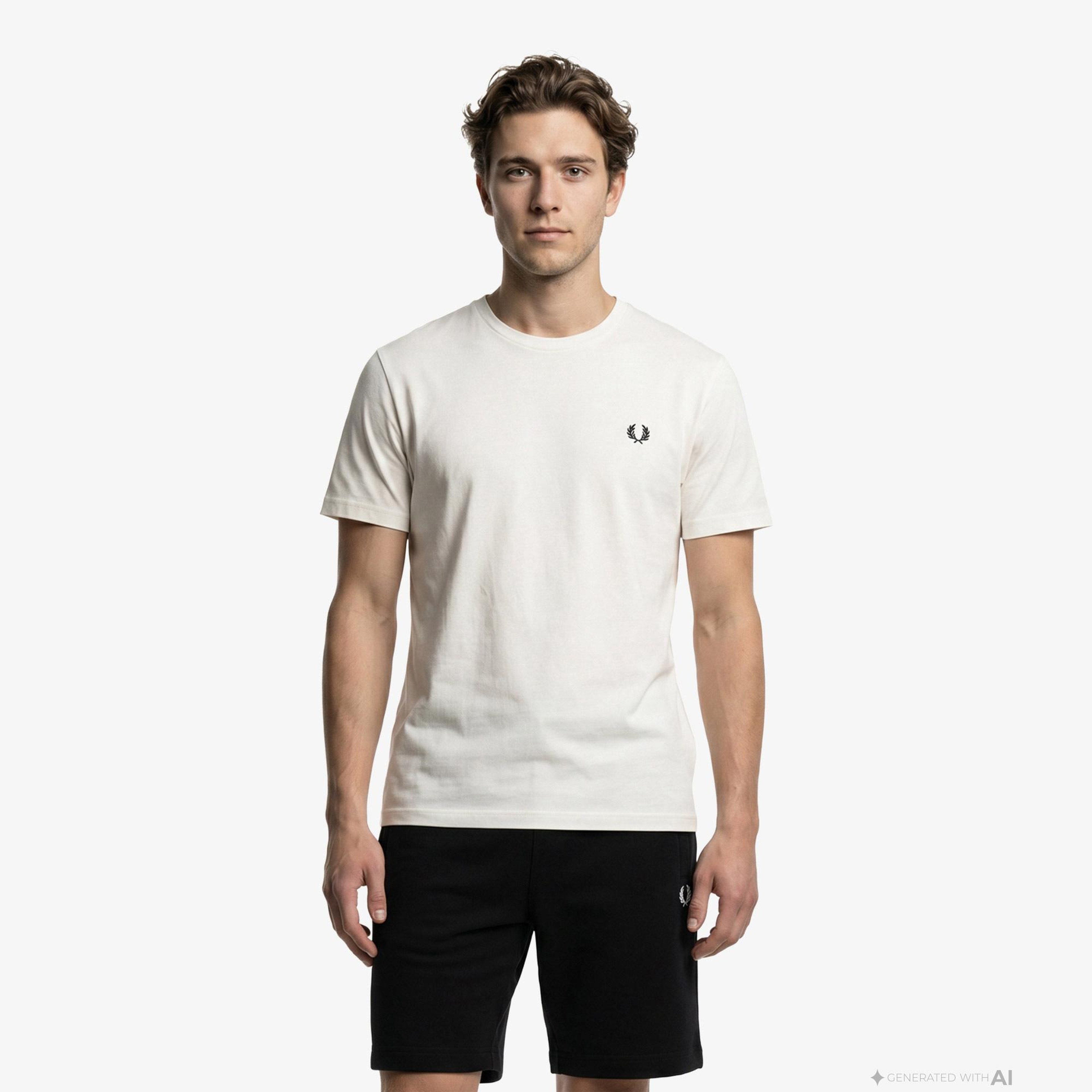 Fred Perry Crew Neck Erkek Beyaz T-Shirt