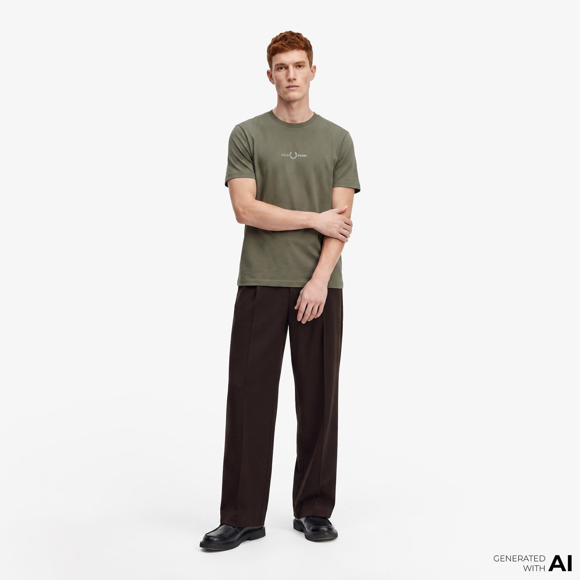 Fred Perry Embroidered Erkek Yeşil T-Shirt