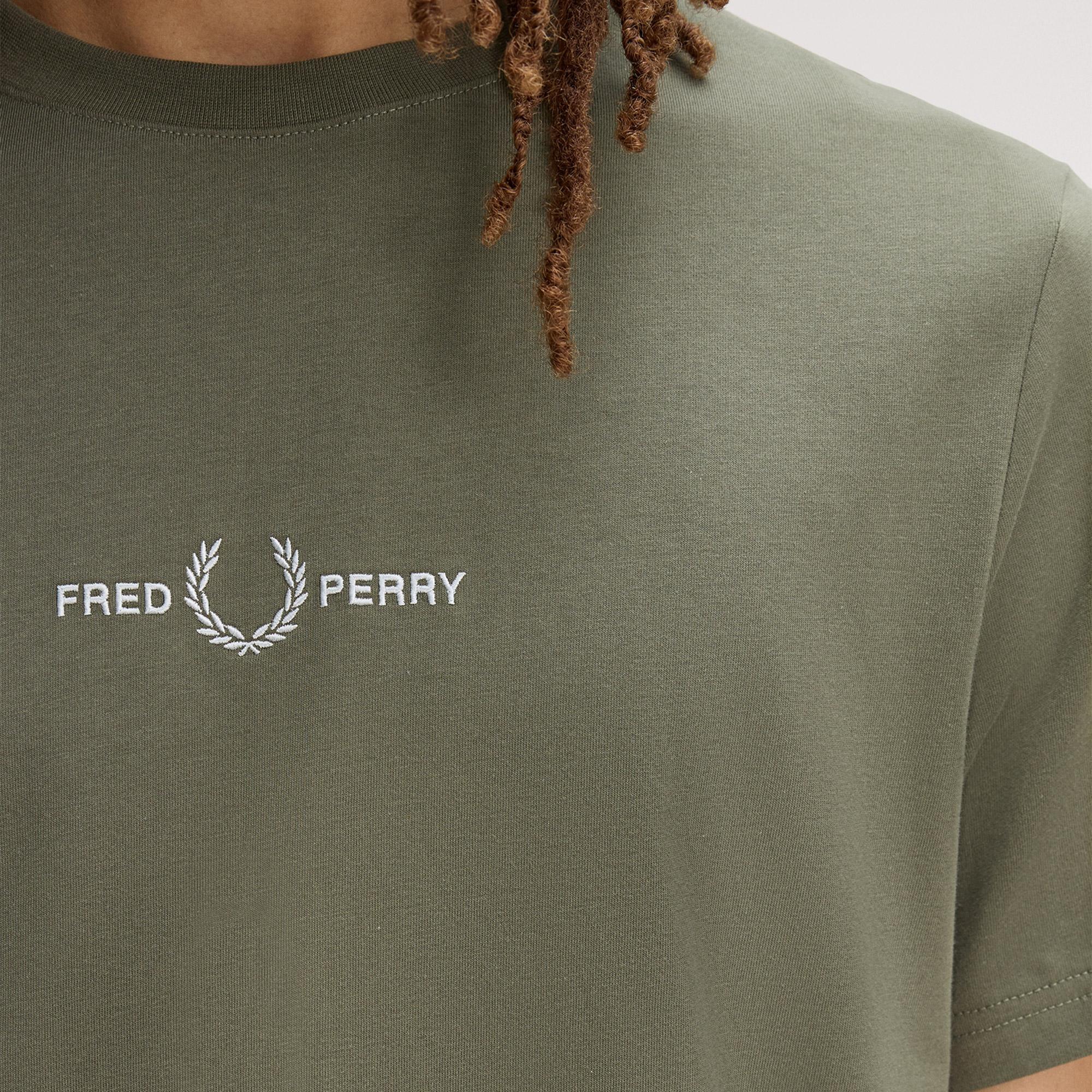 Fred Perry Embroidered Erkek Yeşil T-Shirt
