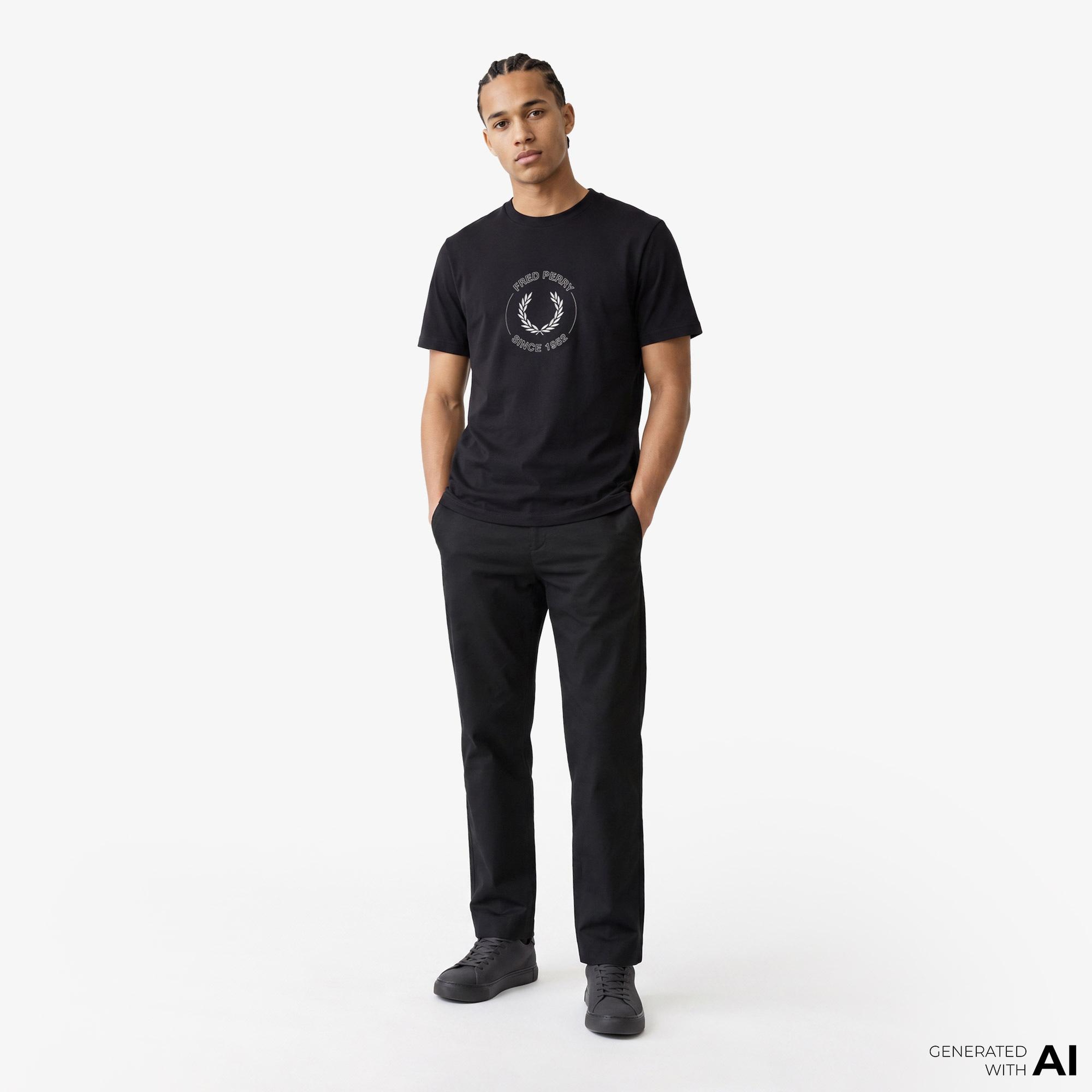 Fred Perry Circle Graphic Erkek Siyah T-Shirt