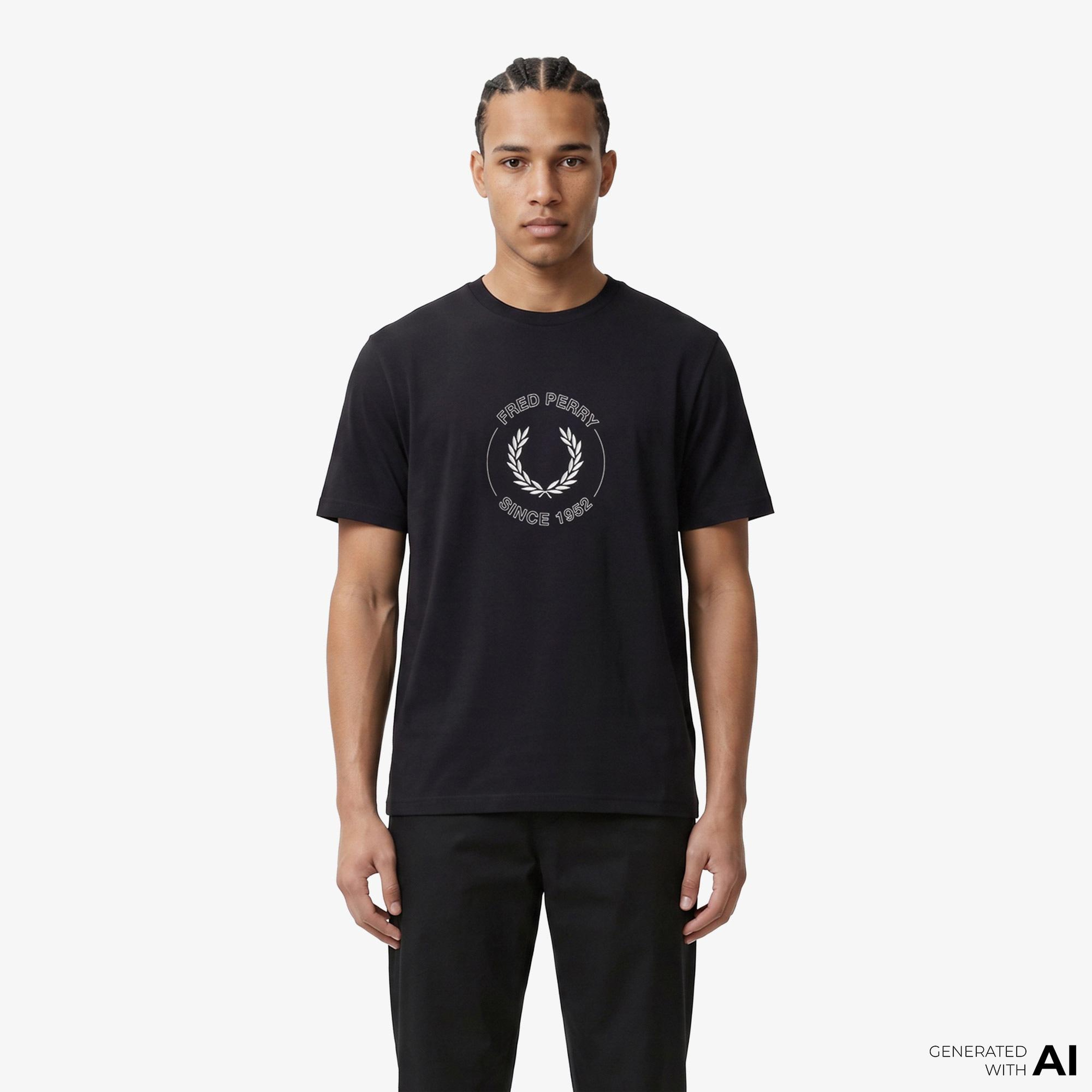 Fred Perry Circle Graphic Erkek Siyah T-Shirt