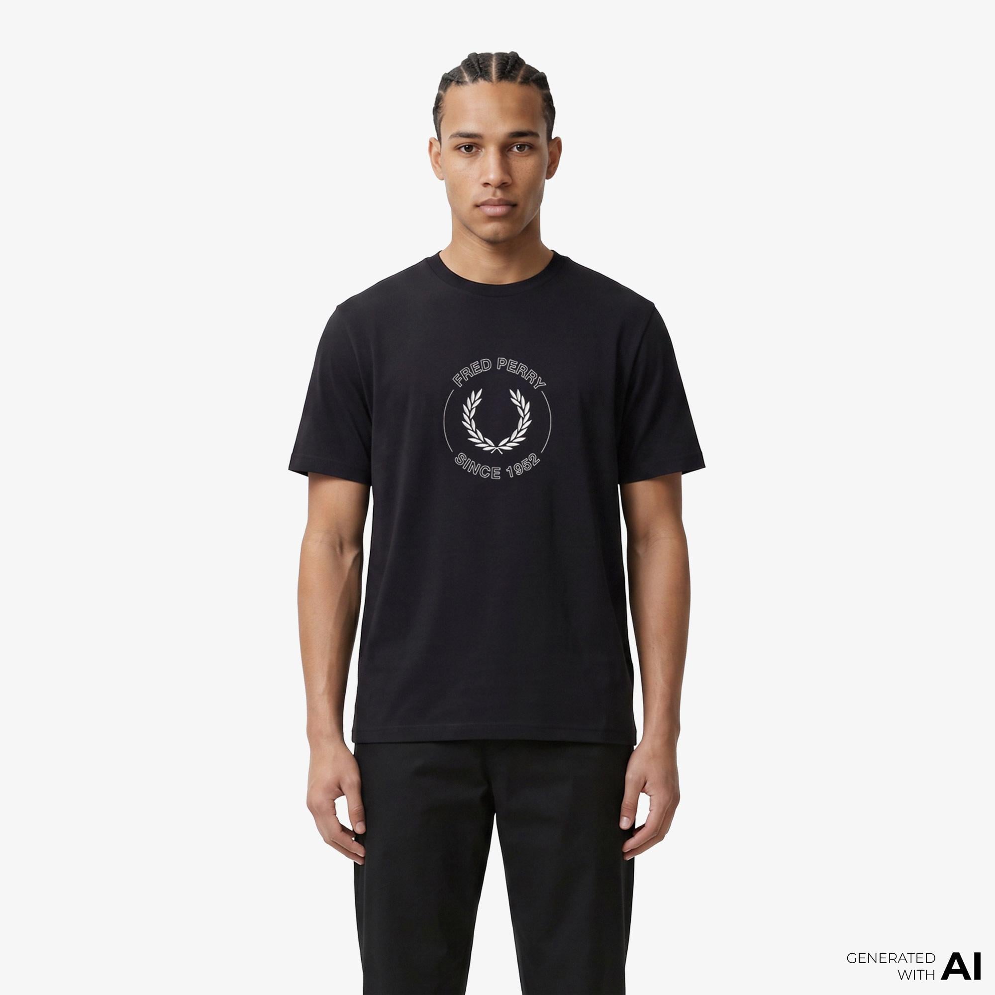Fred Perry Circle Graphic Erkek Siyah T-Shirt