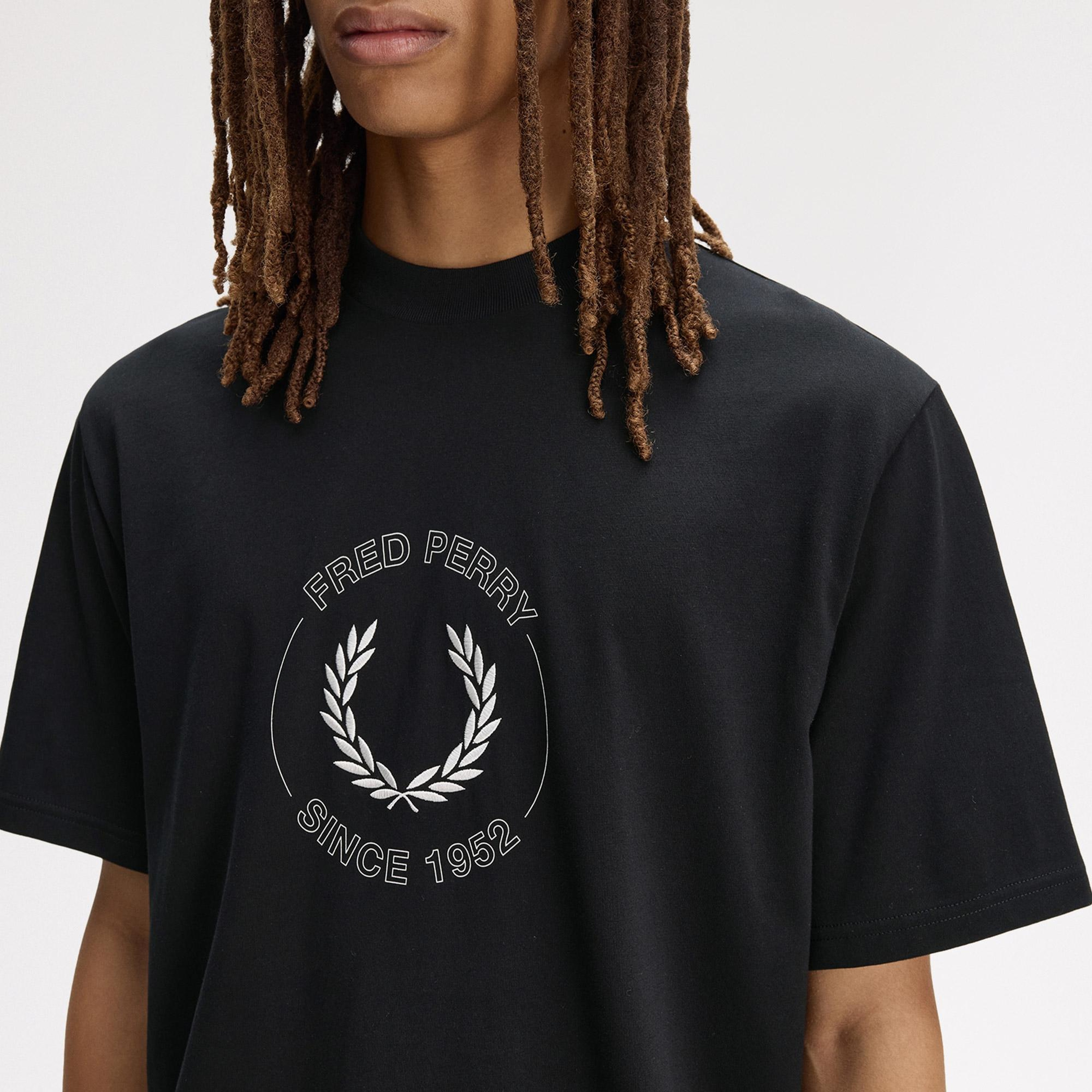 Fred Perry Circle Graphic Erkek Siyah T-Shirt