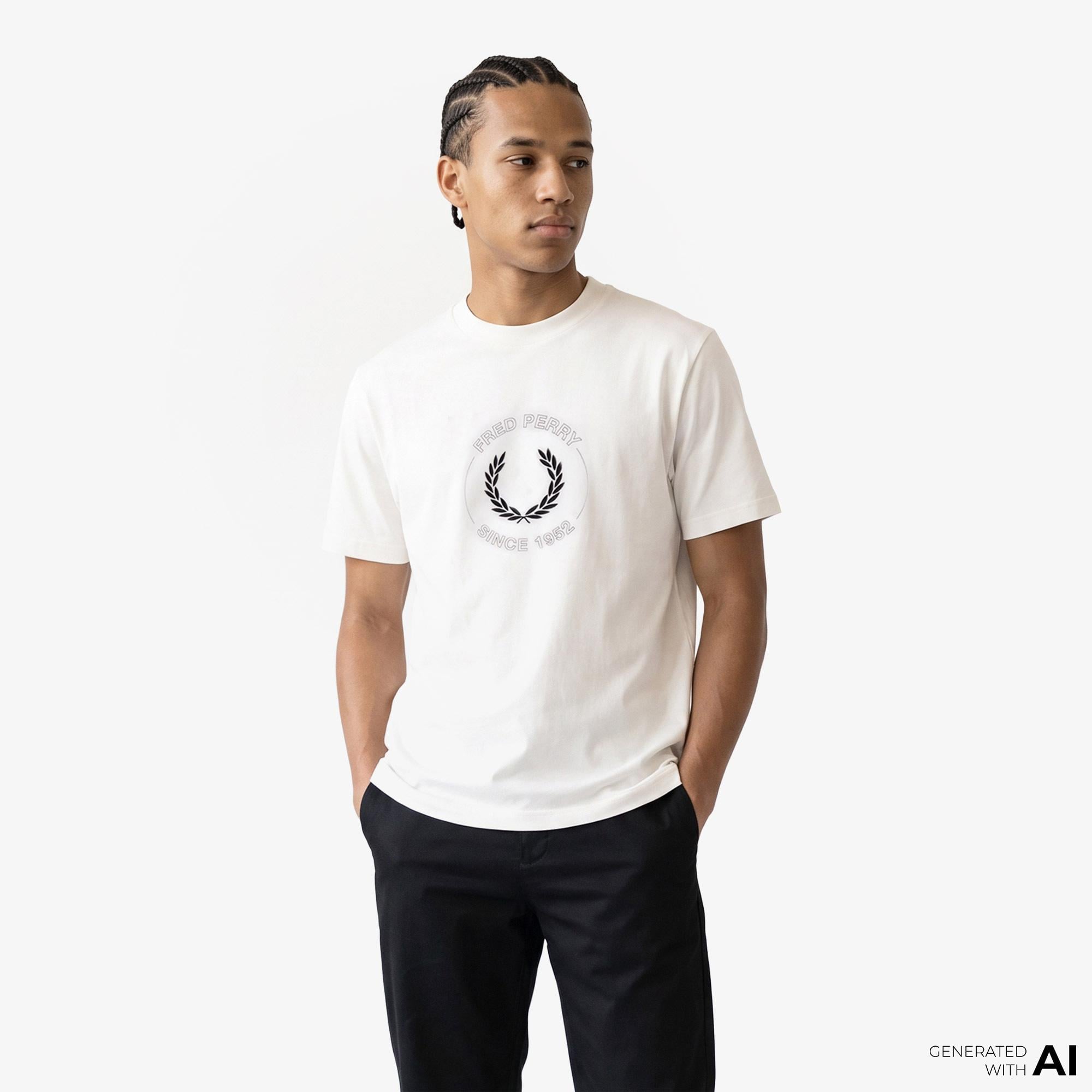 Fred Perry Circle Graphic Erkek Beyaz T-Shirt