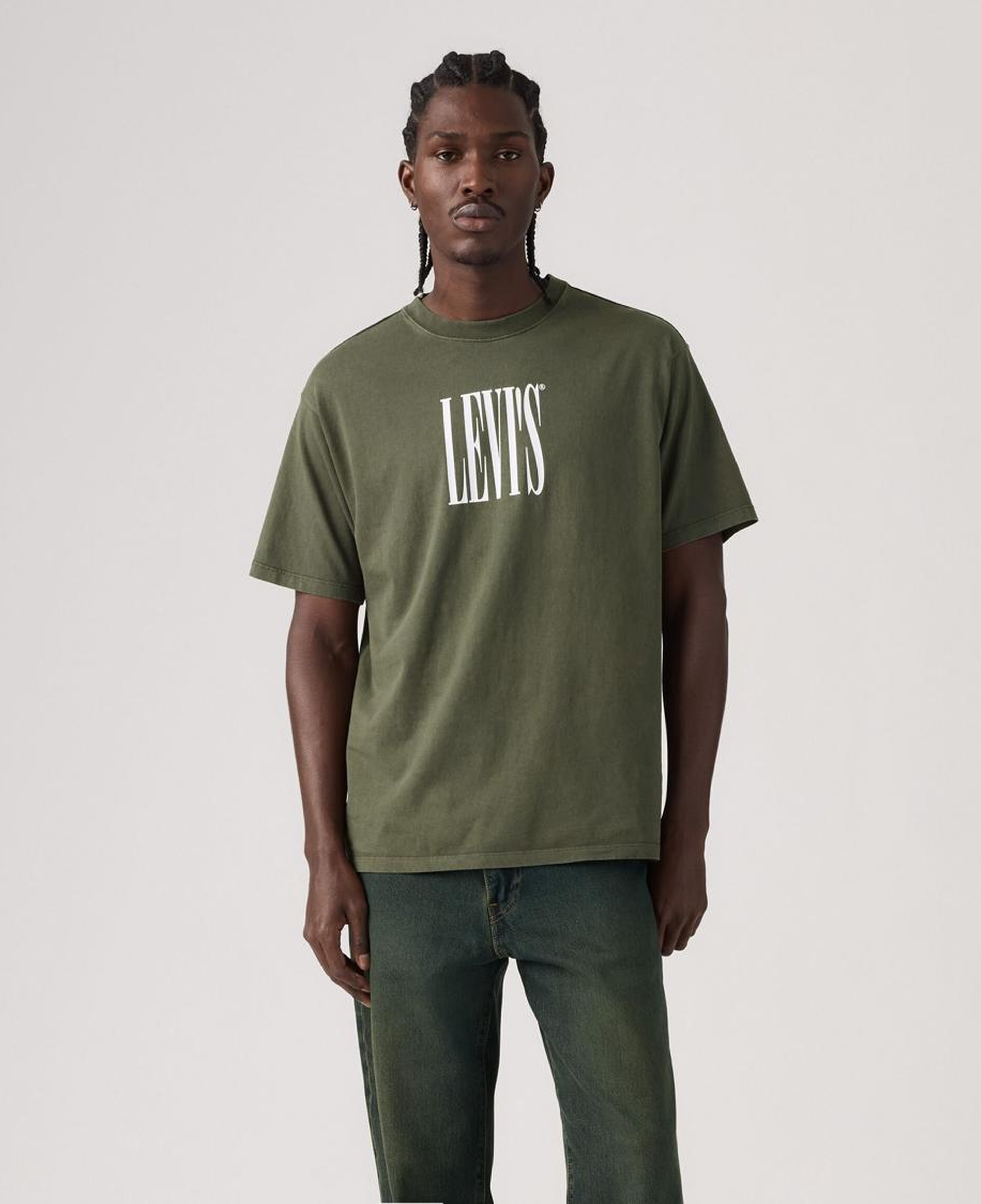Vintage Fit Baskılı Oversize Yeşil Tişört