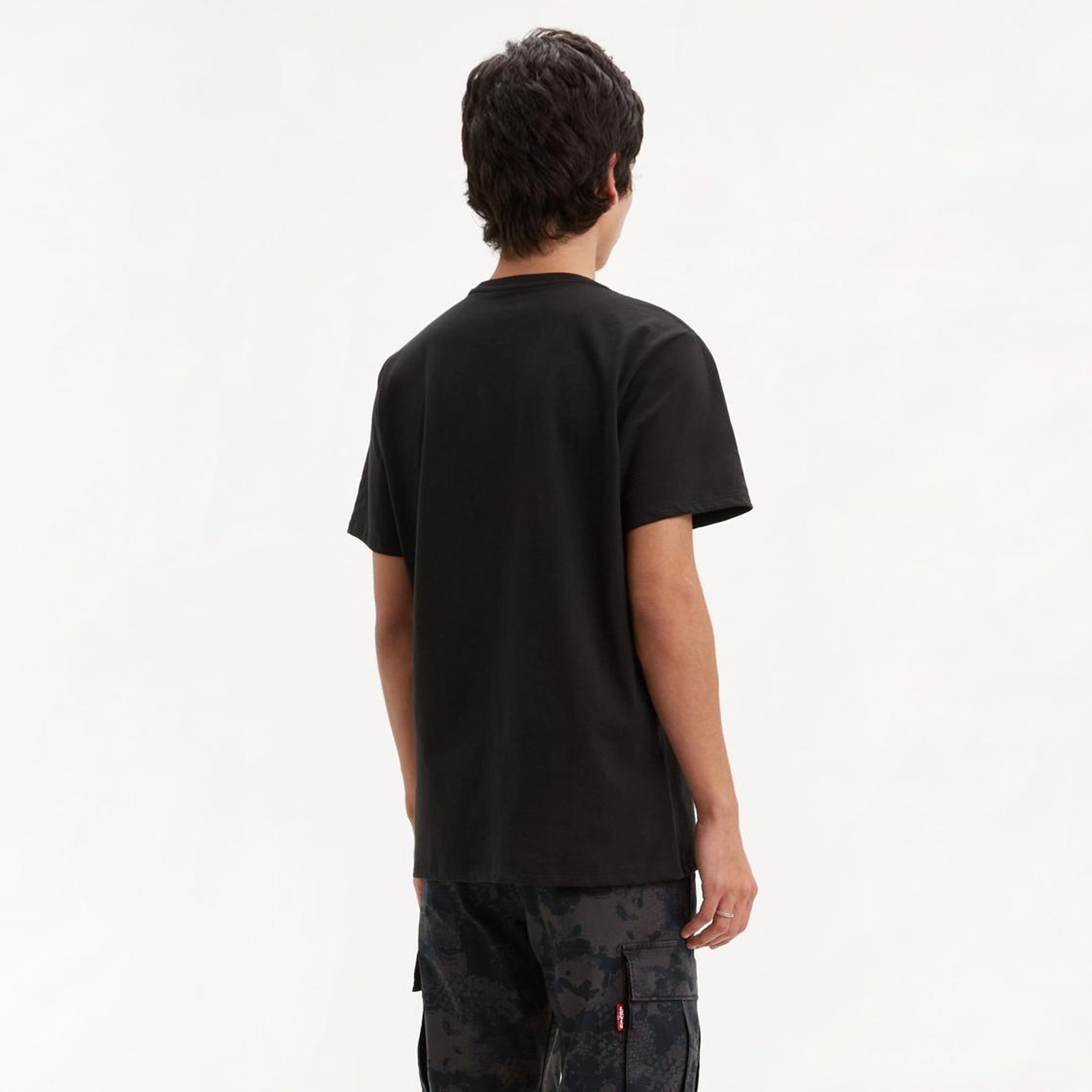 Baskılı Set-In Neck Siyah Tişört